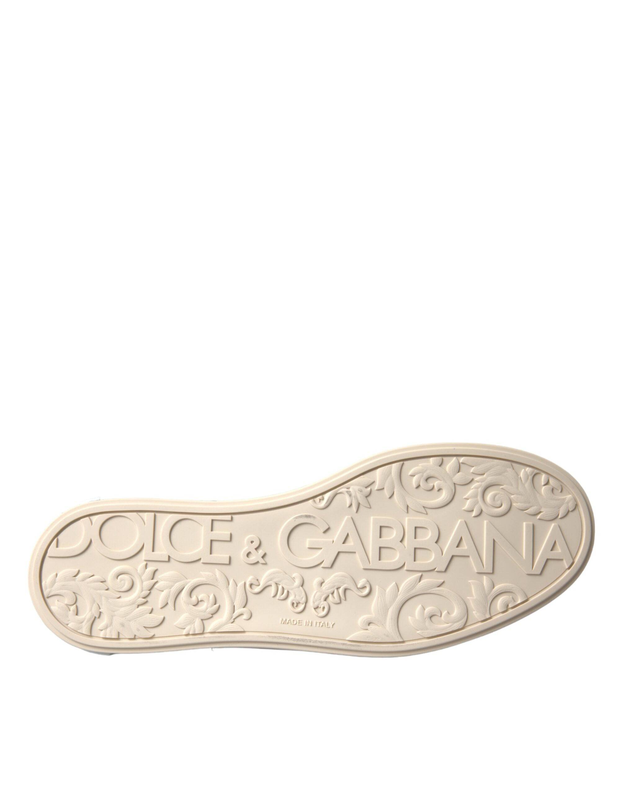 Dolce & Gabbana Silver Portofino Calf Leather Sneakers Men Shoes - ACCEXO