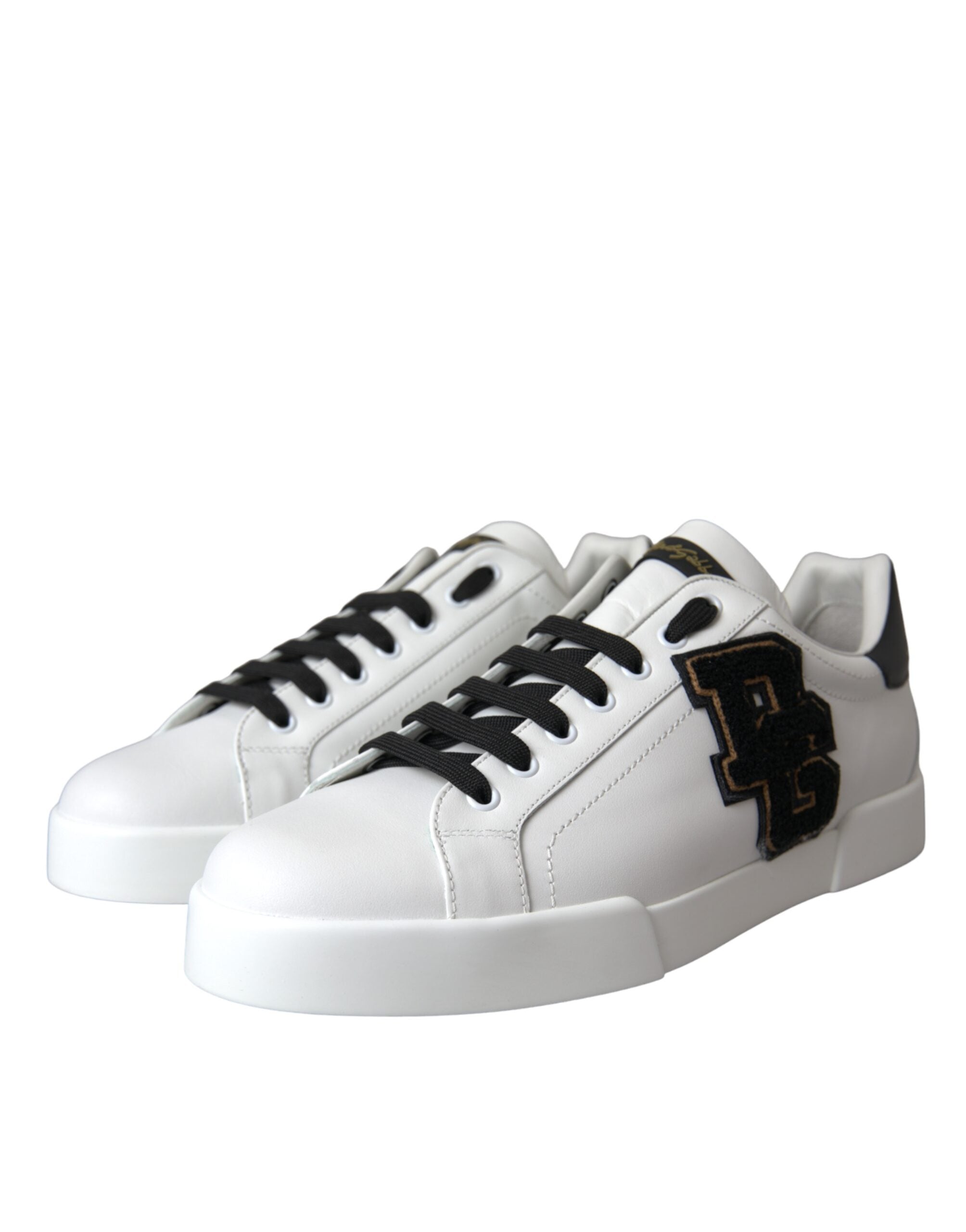 Dolce & Gabbana White Leather DG Logo Casual Low Top Sneakers Shoes - ACCEXO