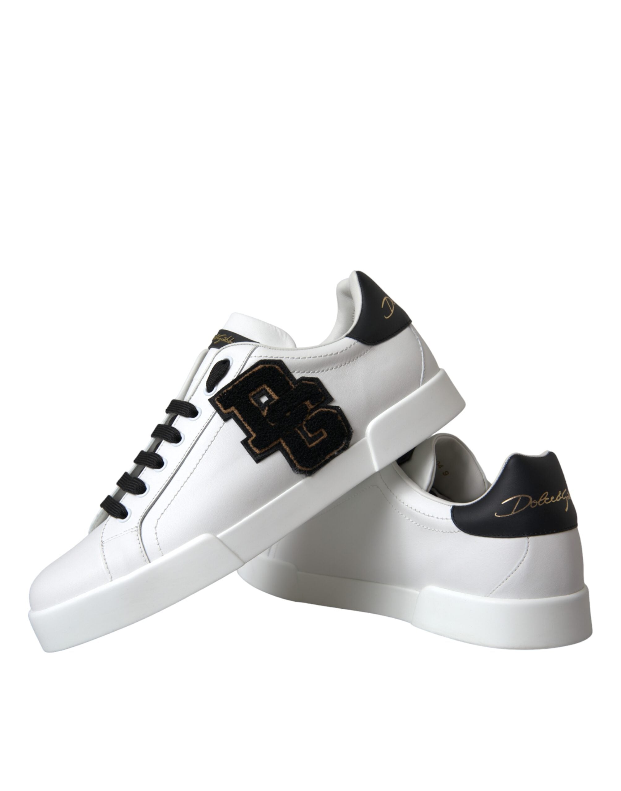 Dolce & Gabbana White Leather DG Logo Casual Low Top Sneakers Shoes - ACCEXO