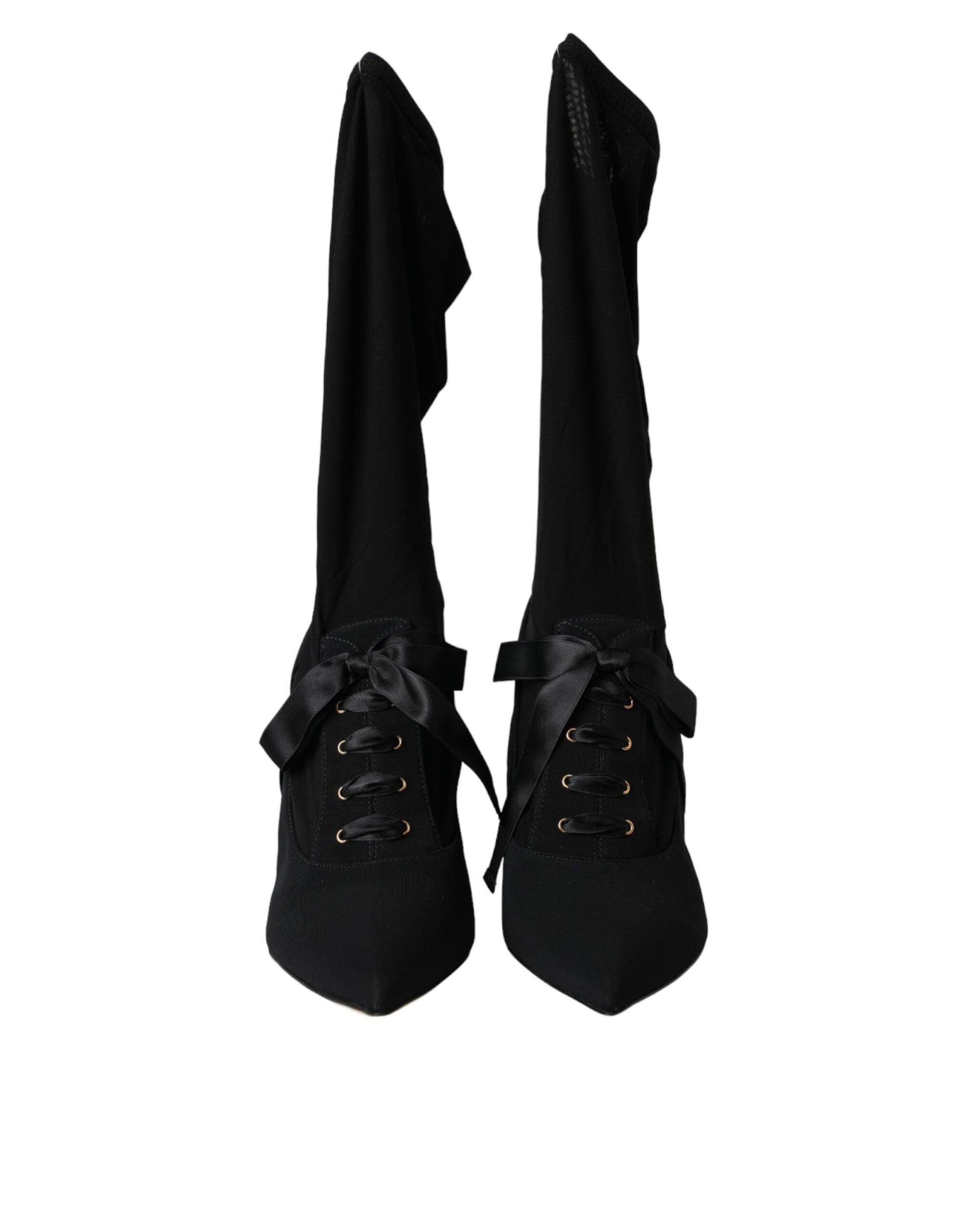 Dolce & Gabbana Black Stiletto Heels Mid Calf Boots Shoes - ACCEXO