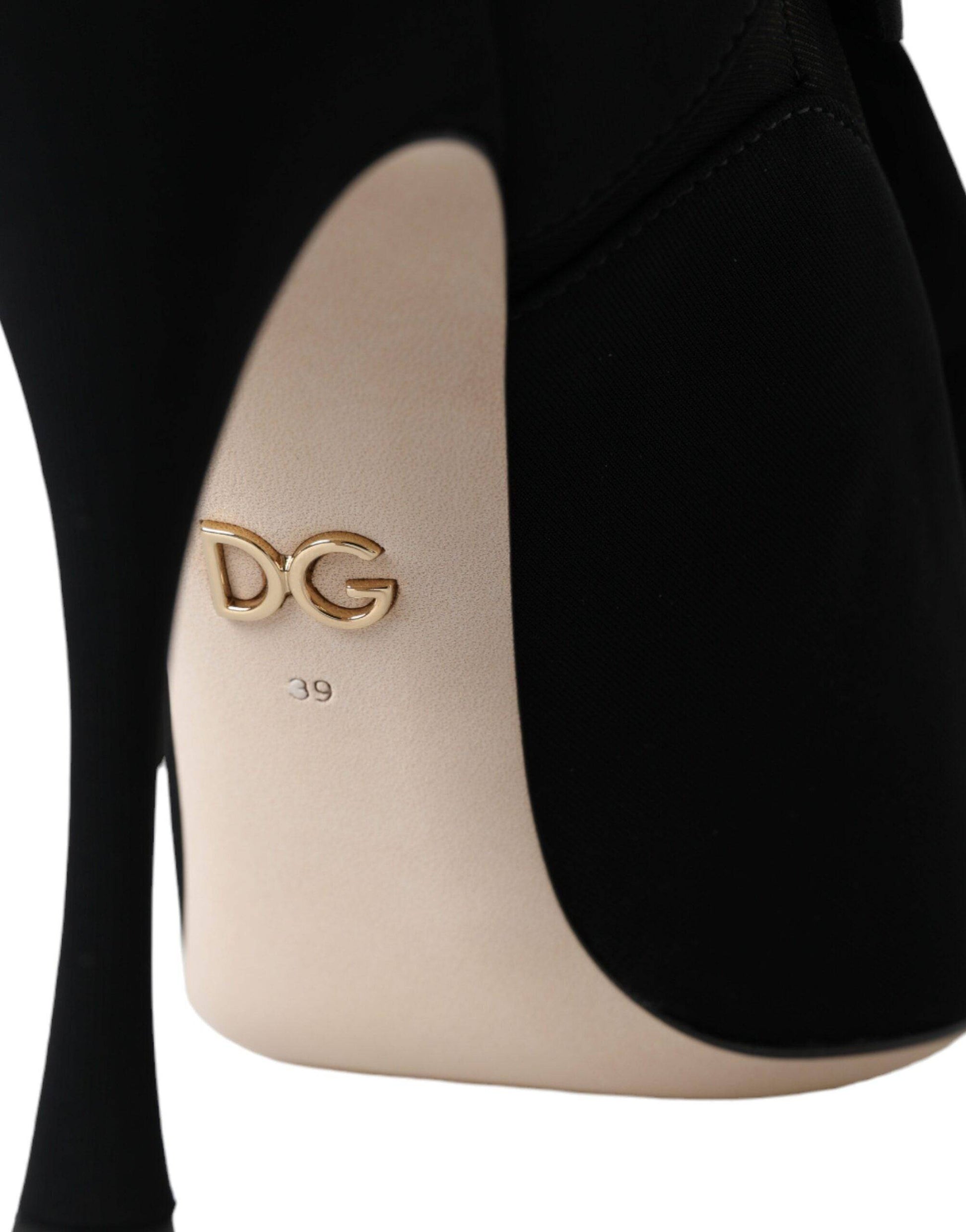 Dolce & Gabbana Black Stiletto Heels Mid Calf Boots Shoes - ACCEXO