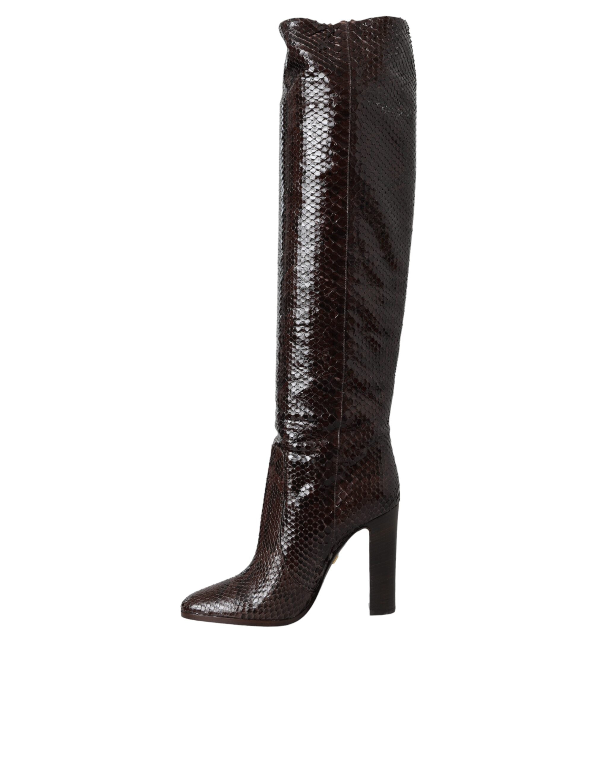 Dolce & Gabbana Brown Exotic Leather Heels High Boots Shoes - ACCEXO