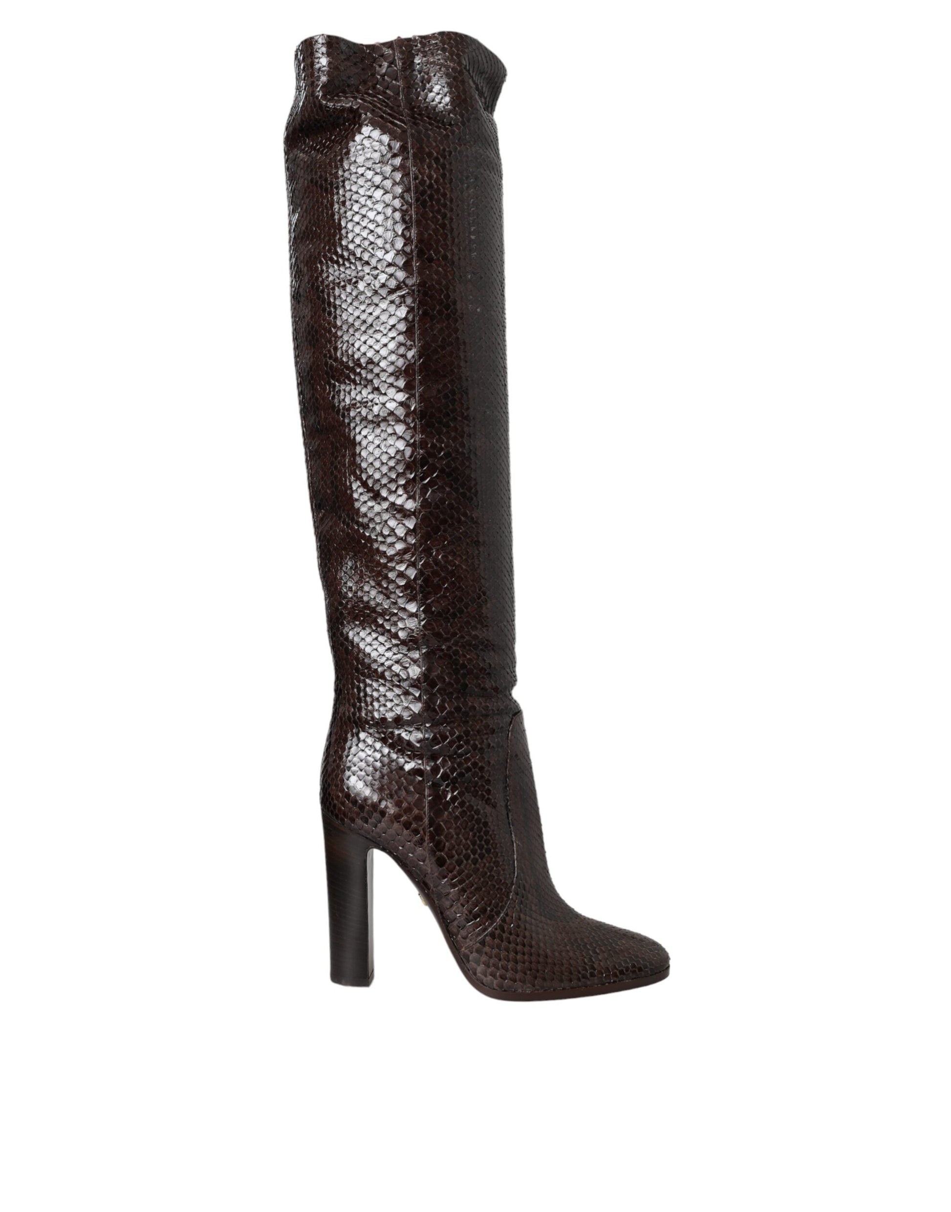 Dolce & Gabbana Brown Exotic Leather Heels High Boots Shoes - ACCEXO