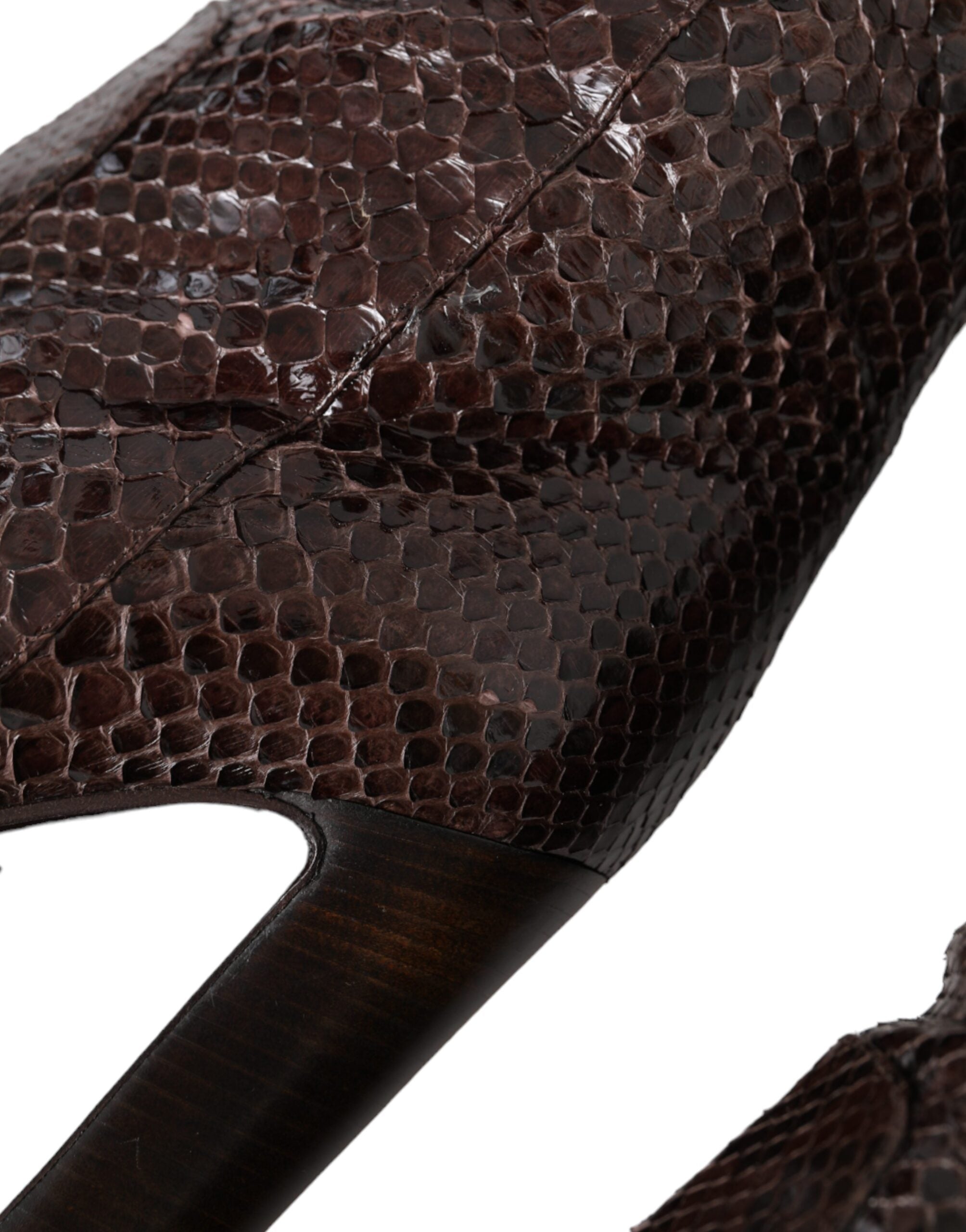 Dolce & Gabbana Brown Exotic Leather Heels High Boots Shoes - ACCEXO