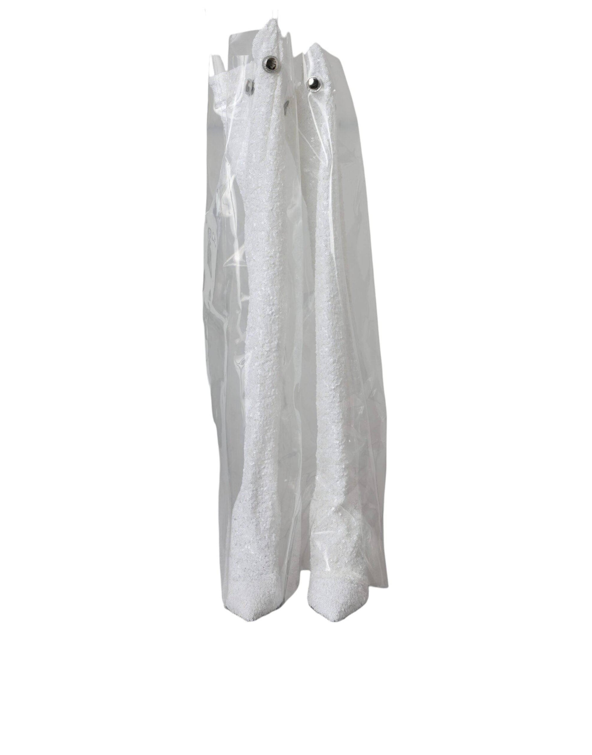 Dolce & Gabbana White Heels Stiletto Knee High Boots Shoes - ACCEXO