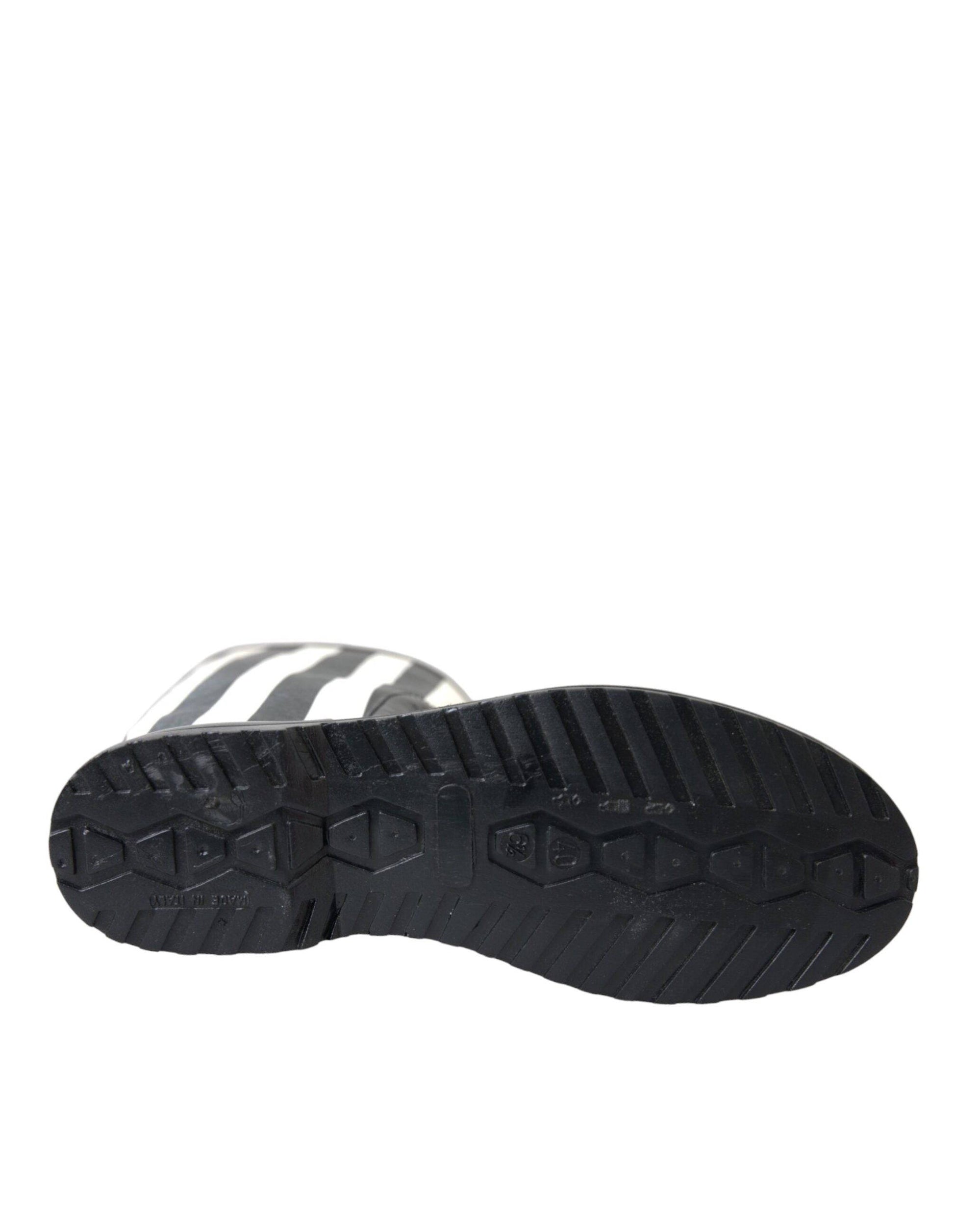 Dolce & Gabbana Black Rubber Knee High Flat Boots Shoes - ACCEXO