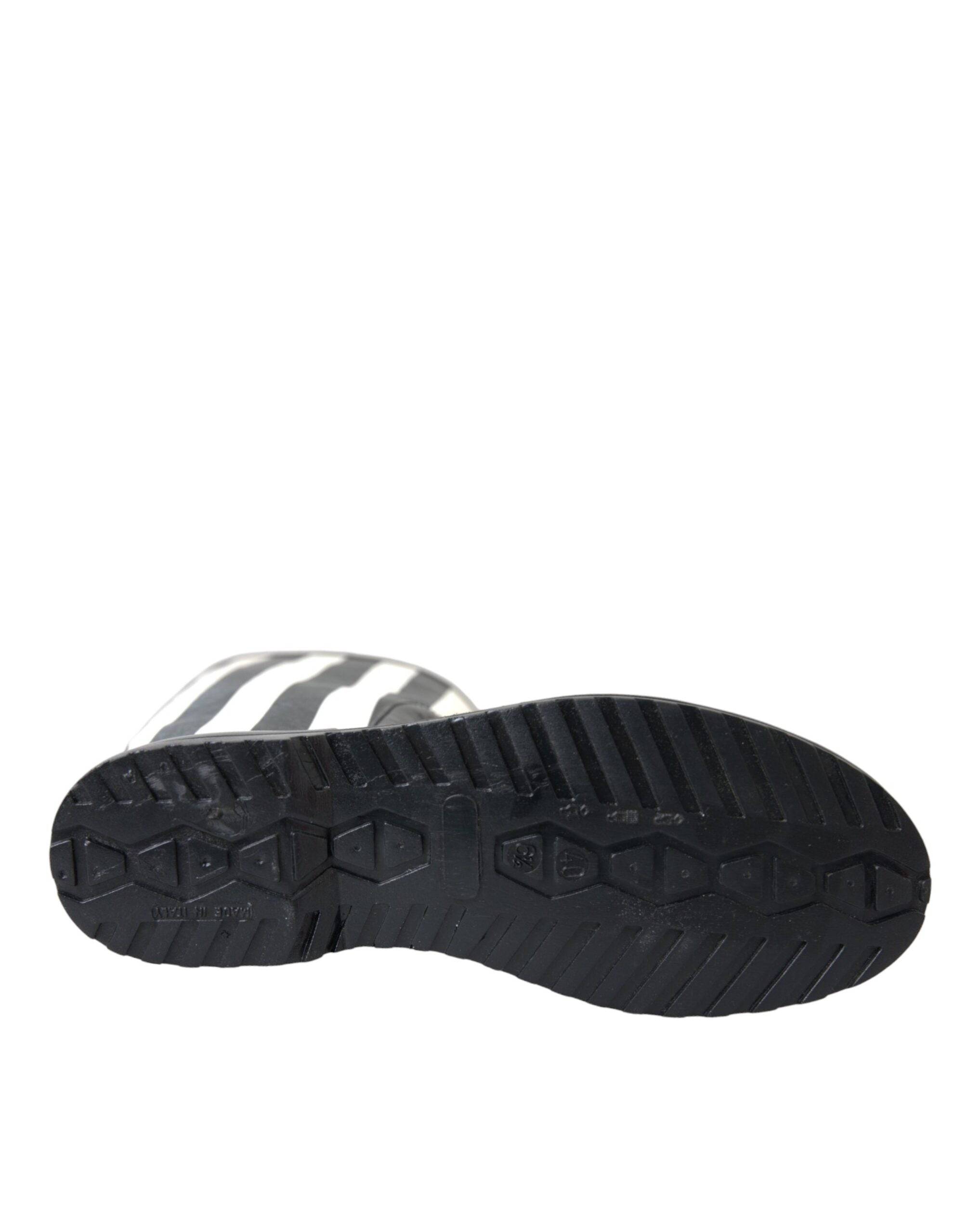 Dolce & Gabbana Black Rubber Knee High Flat Boots Shoes - ACCEXO