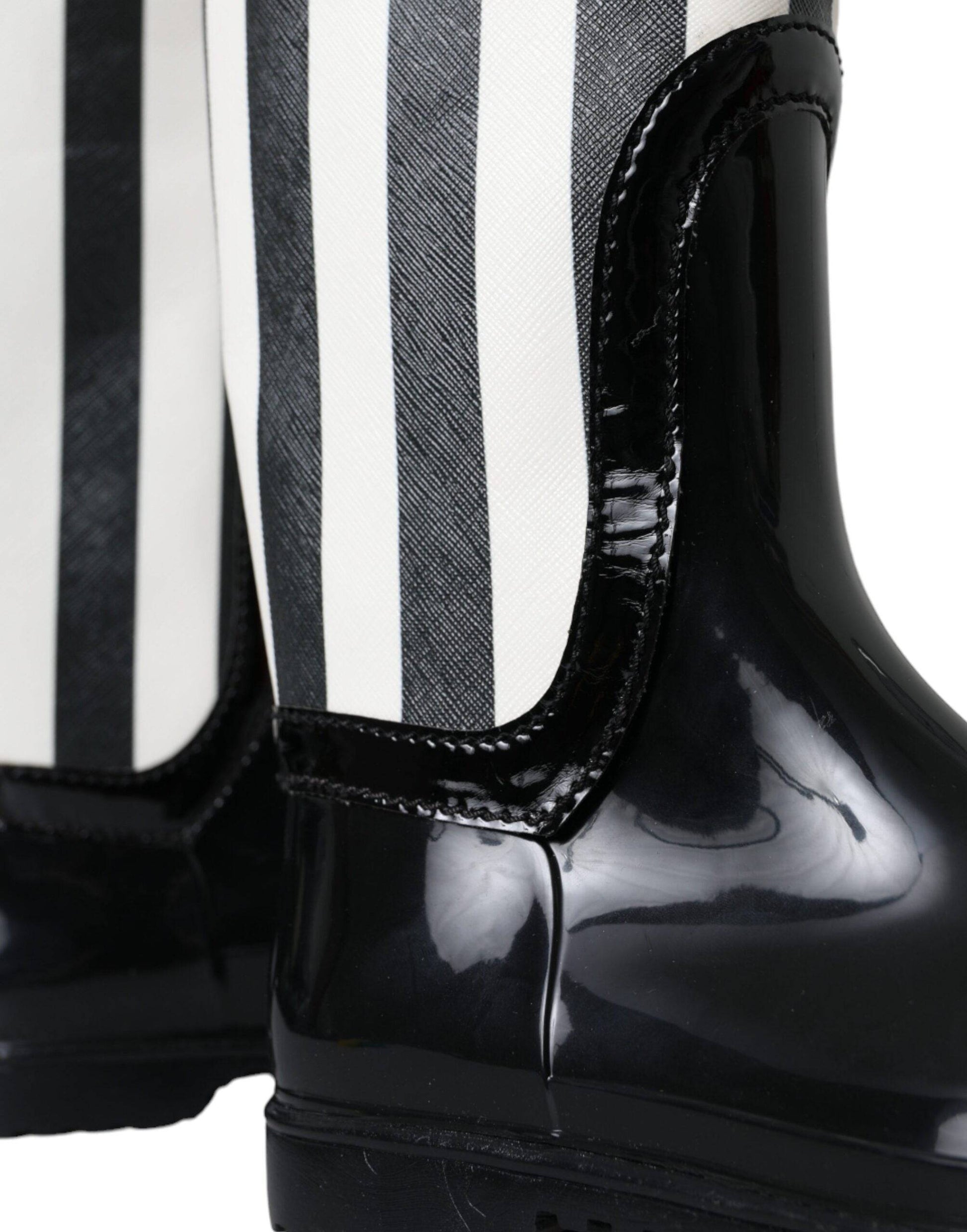 Dolce & Gabbana Black Rubber Knee High Flat Boots Shoes - ACCEXO