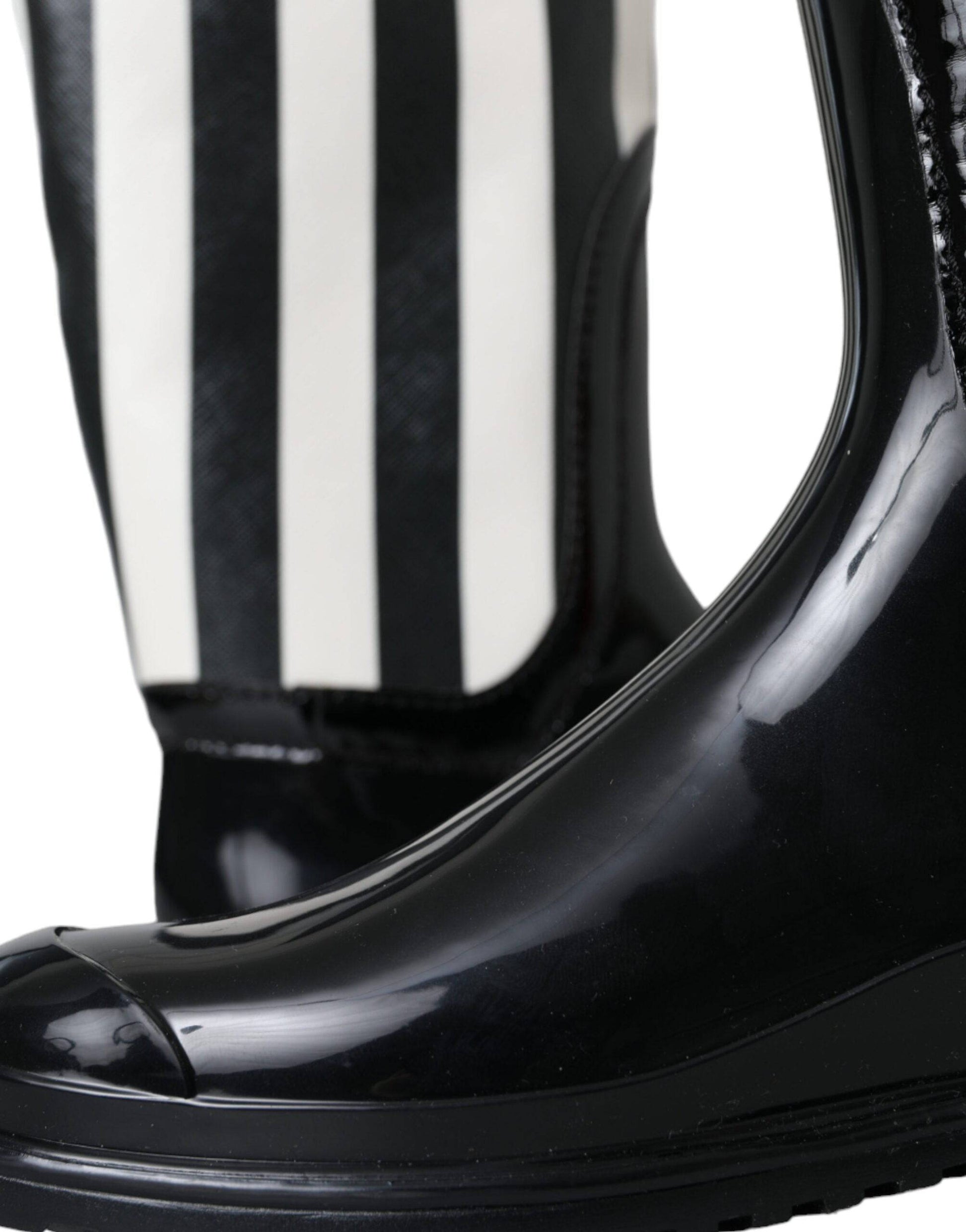 Dolce & Gabbana Black Rubber Knee High Flat Boots Shoes - ACCEXO