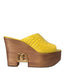 Dolce & Gabbana Yellow Leather Wood Mule Wedge Slides Shoes - ACCEXO
