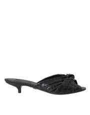 Dolce & Gabbana Black Exotic Leather Heels Slides Shoes - ACCEXO