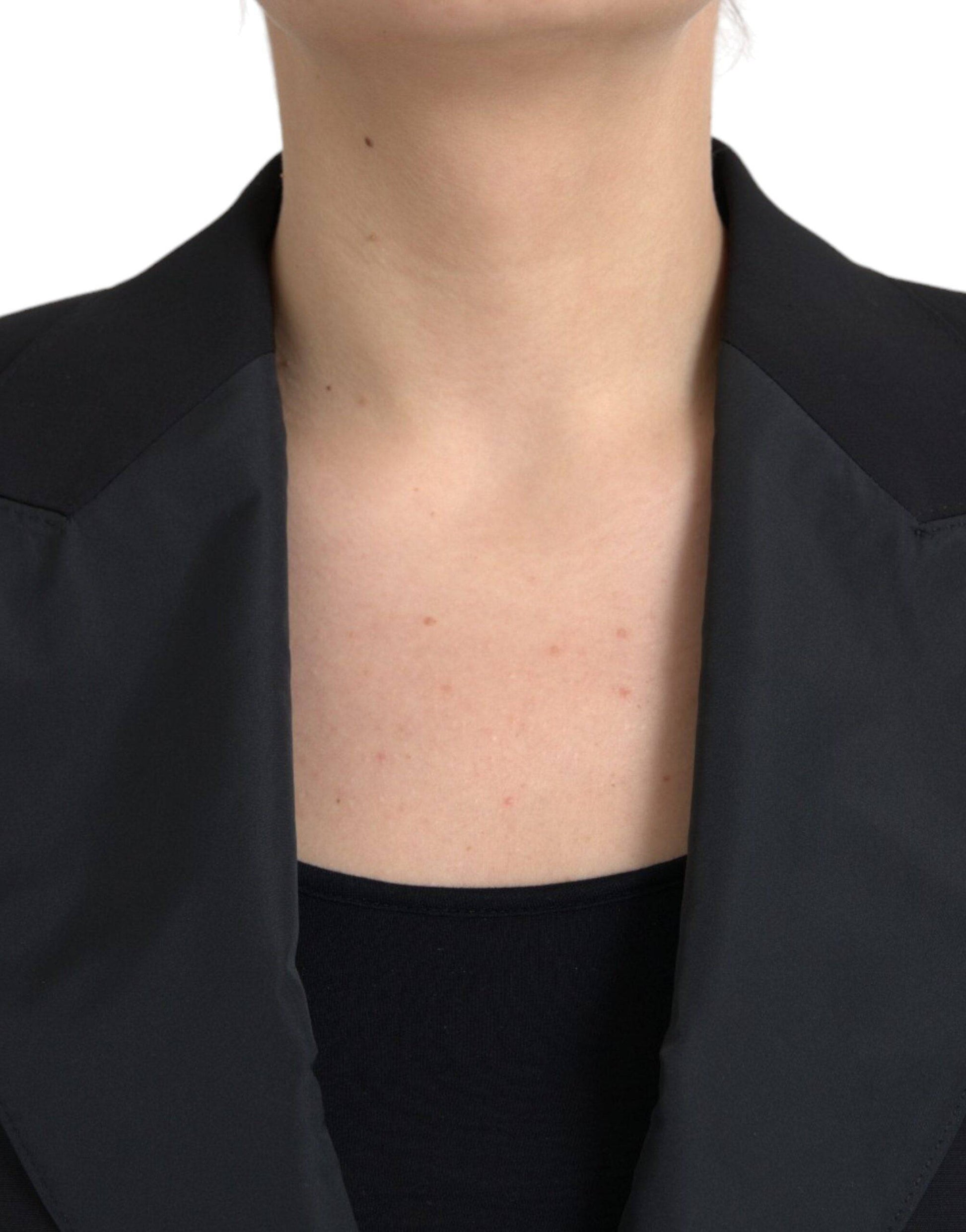 Dolce & Gabbana Black Polyester Puffed Sleeves Cropped Jacket - ACCEXO