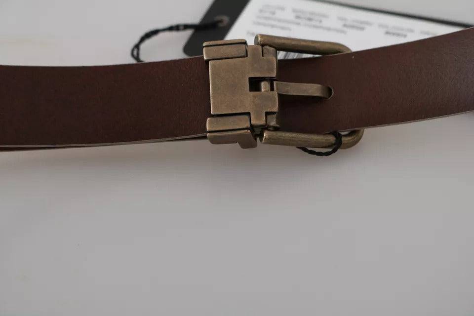 Dolce & Gabbana Cream Beige Gold Buckle Waist Leather Belt - ACCEXO