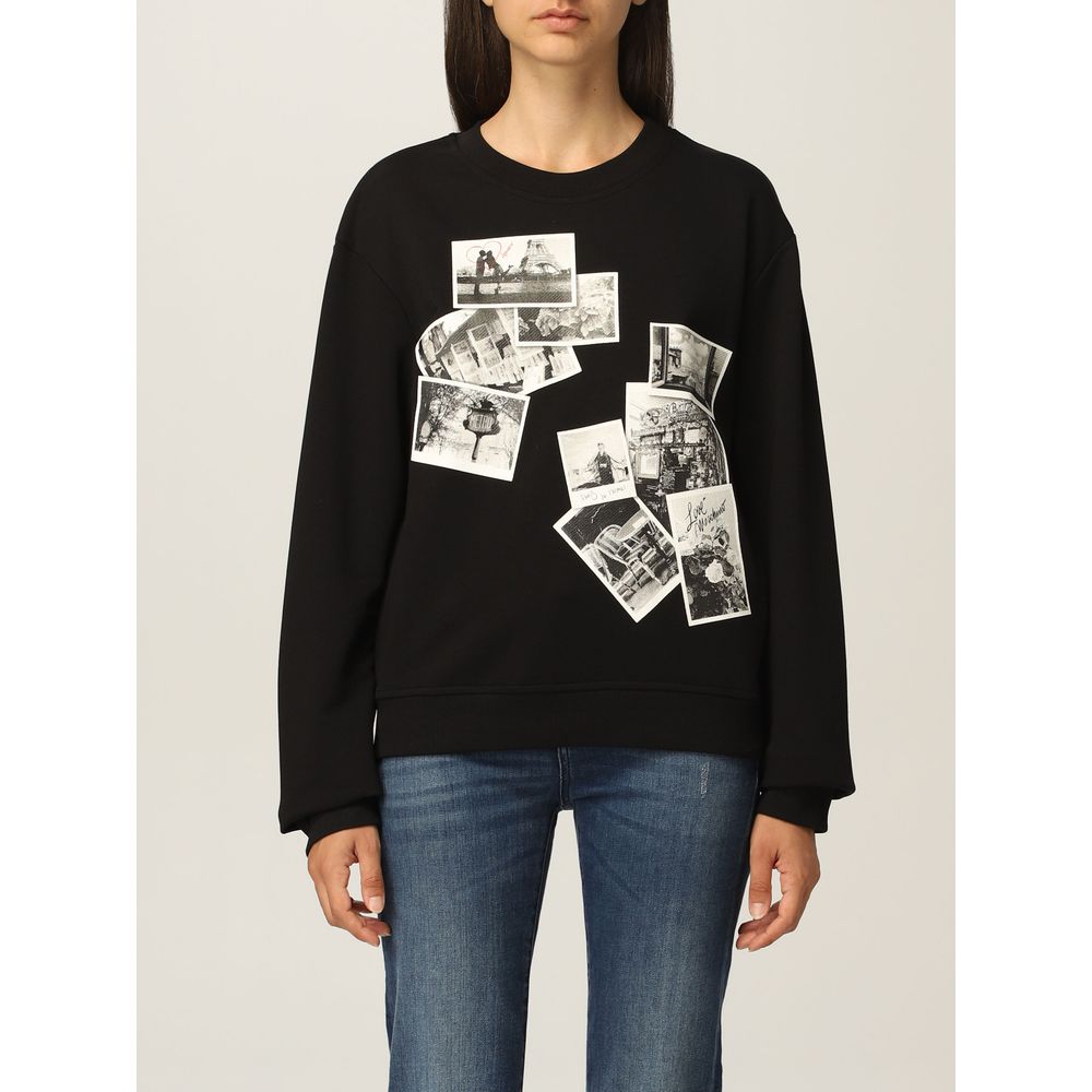 Love Moschino Chic Black Sweatshirt with Designer Emblem - ACCEXO