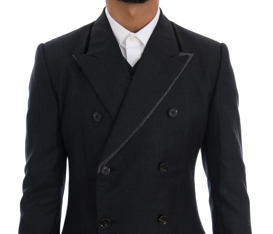 Dolce & Gabbana Elegant Gray Double Breasted Wool Suit - ACCEXO