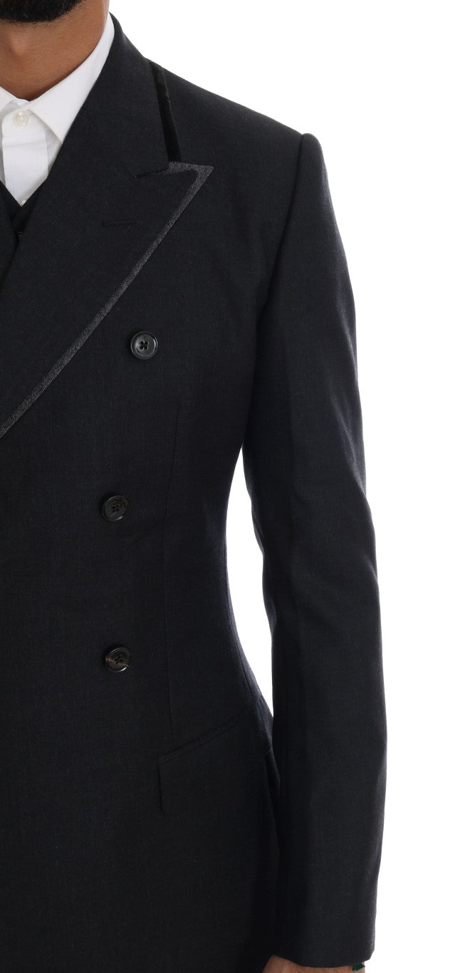 Dolce & Gabbana Elegant Gray Double Breasted Wool Suit - ACCEXO