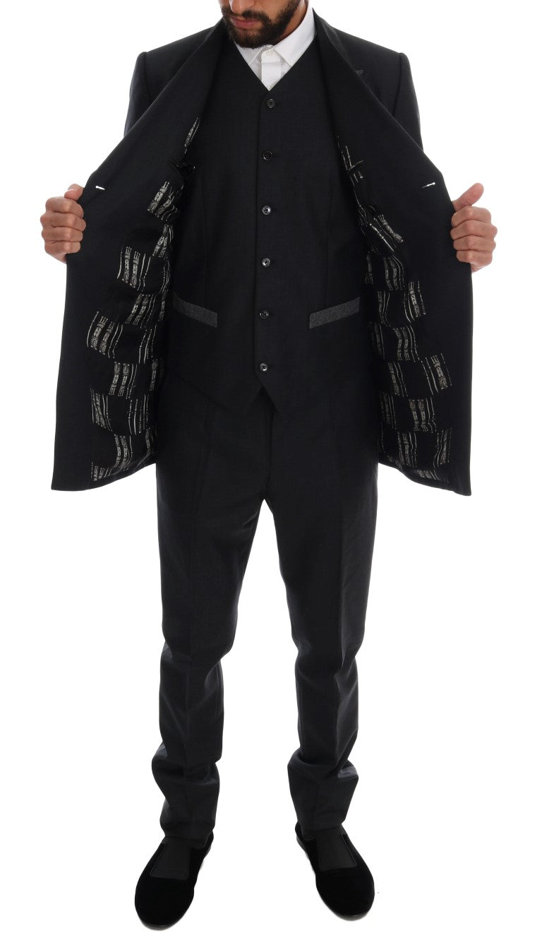 Dolce & Gabbana Elegant Gray Double Breasted Wool Suit - ACCEXO