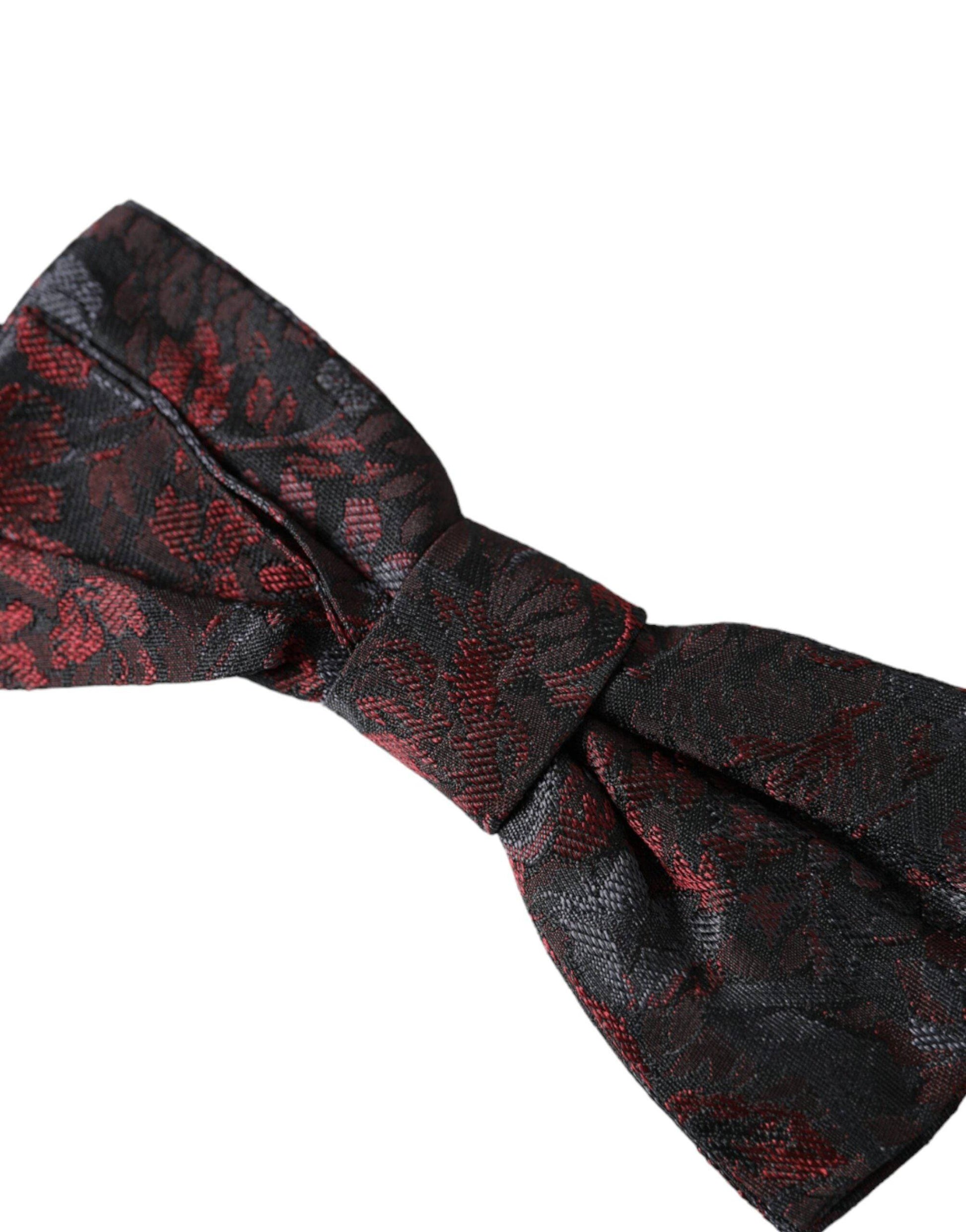 Dolce & Gabbana Red Black Floral Adjustable Neck Men Bow Tie - ACCEXO