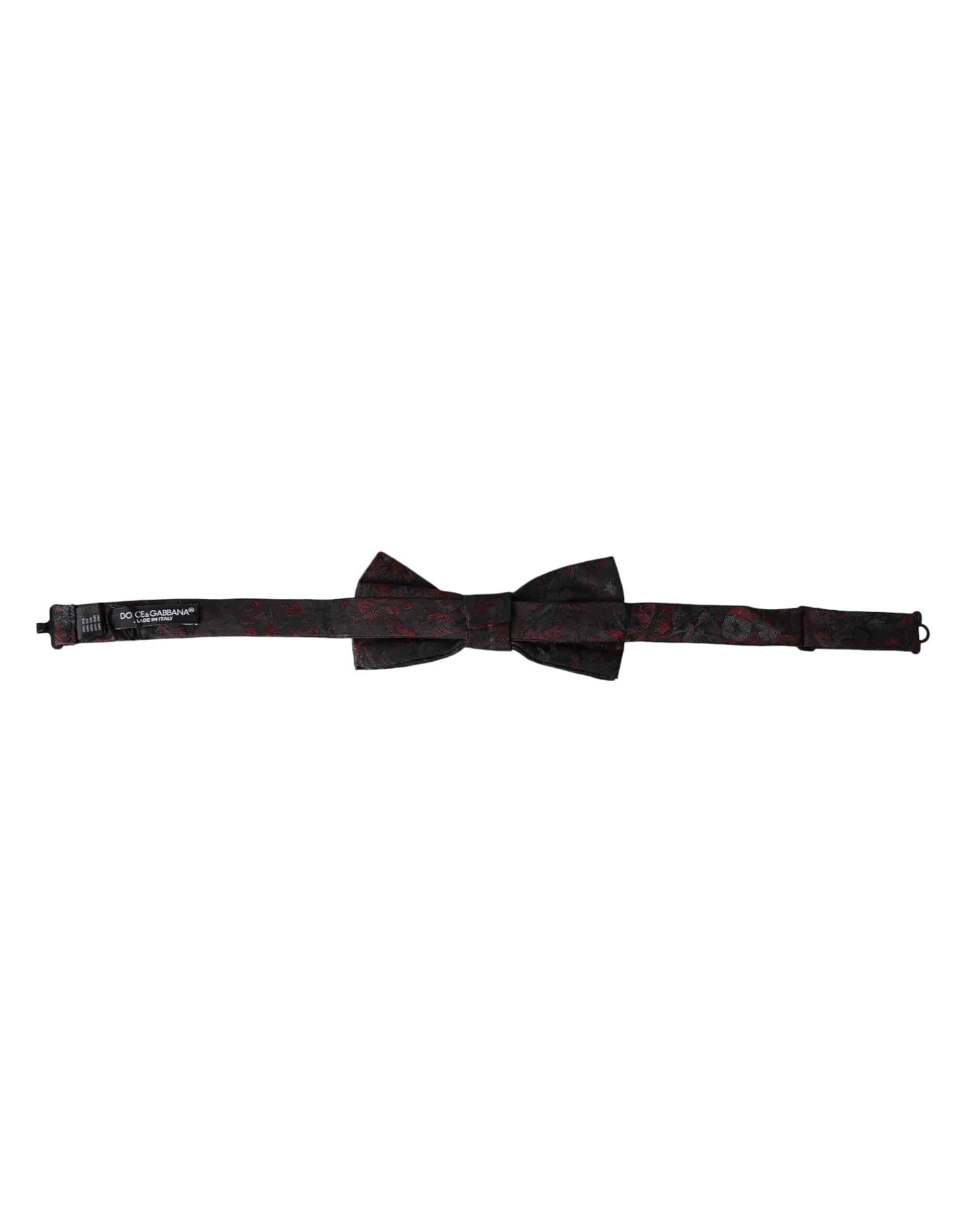 Dolce & Gabbana Red Black Floral Adjustable Neck Men Bow Tie - ACCEXO