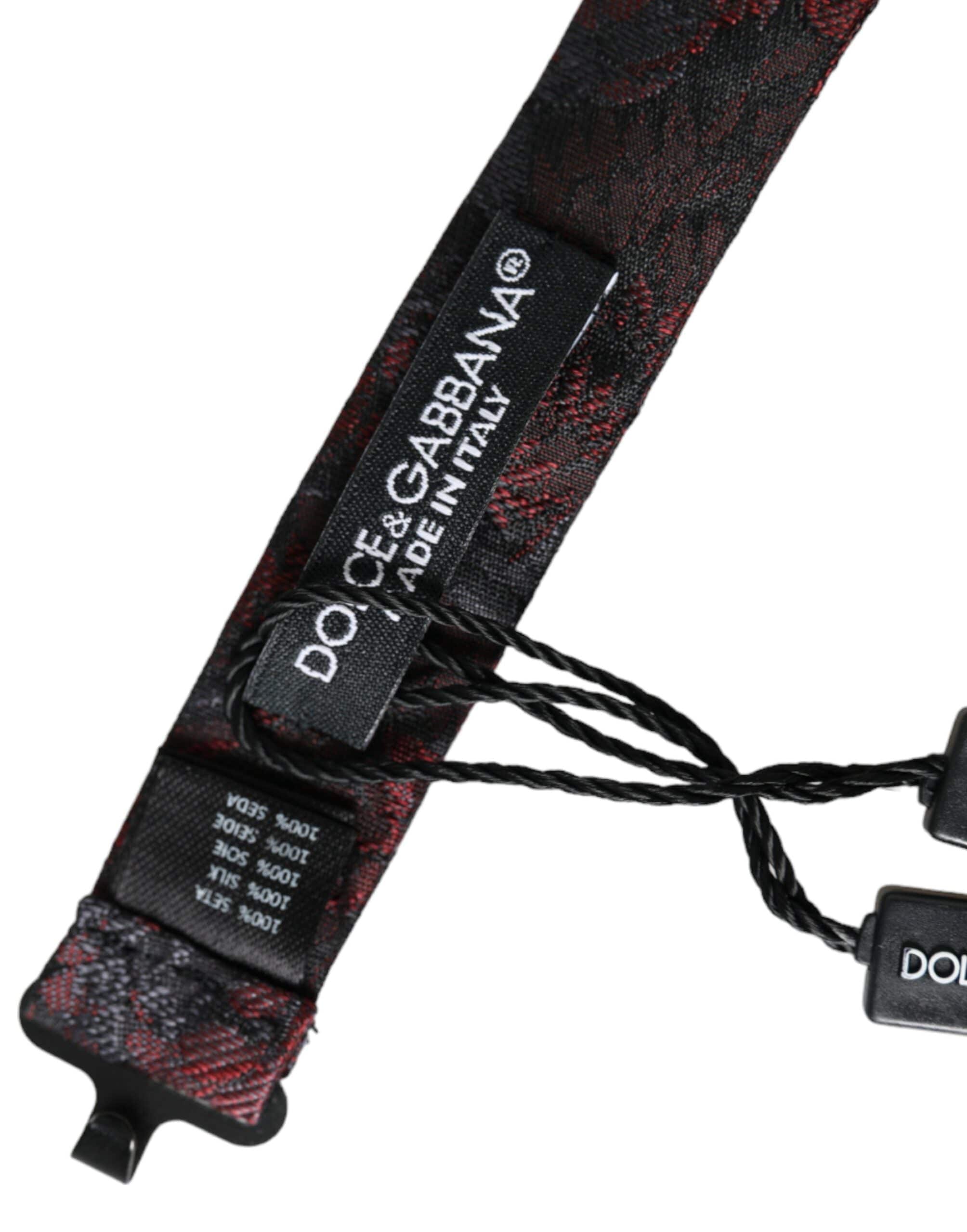 Dolce & Gabbana Red Black Floral Adjustable Neck Men Bow Tie - ACCEXO