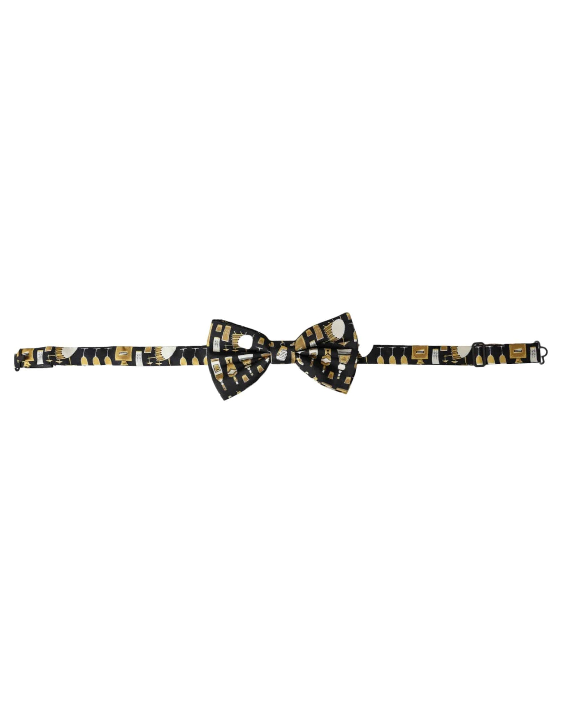 Dolce & Gabbana Black Silk Cocktail Adjustable Neck Men Bow Tie - ACCEXO