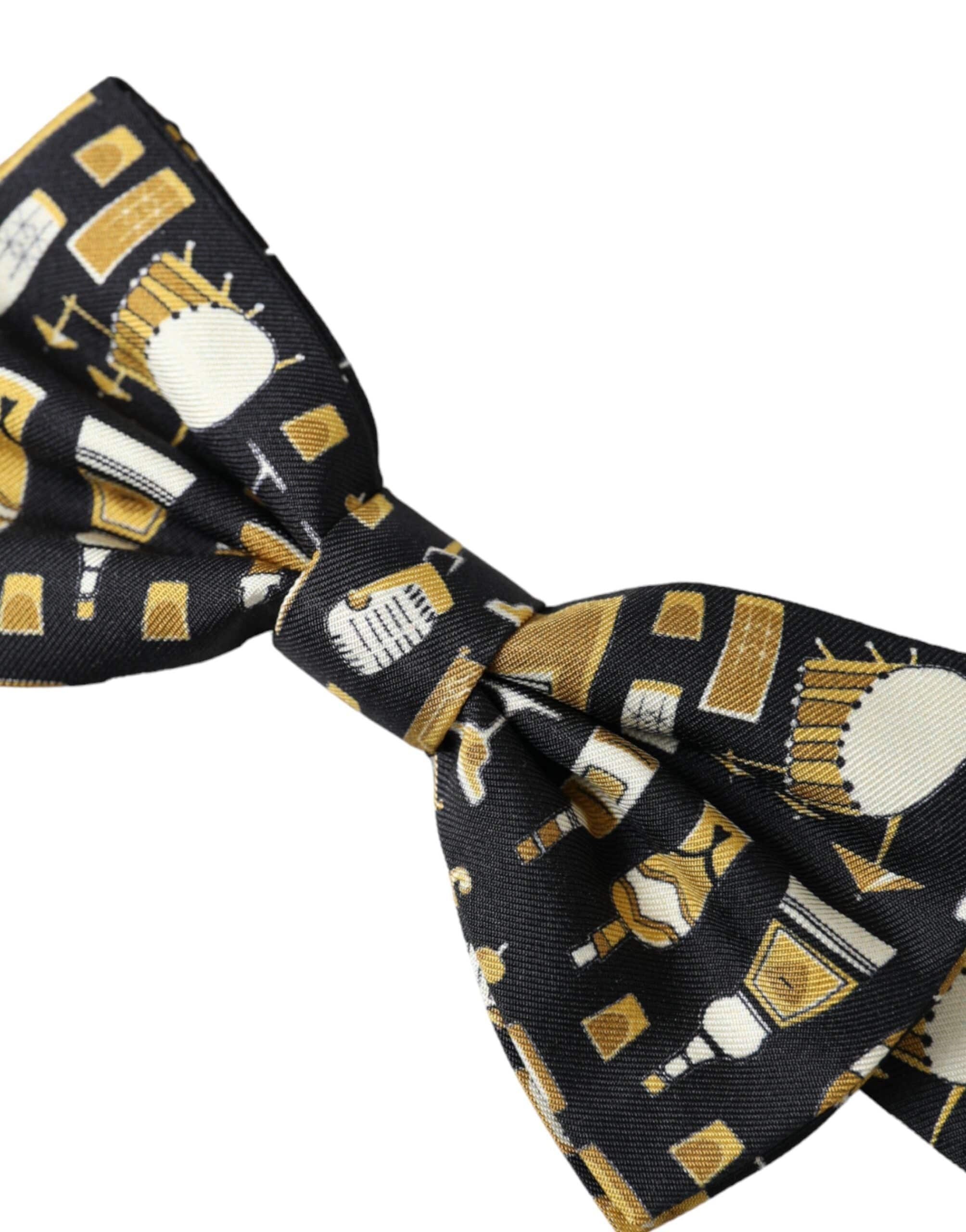 Dolce & Gabbana Black Silk Cocktail Adjustable Neck Men Bow Tie - ACCEXO