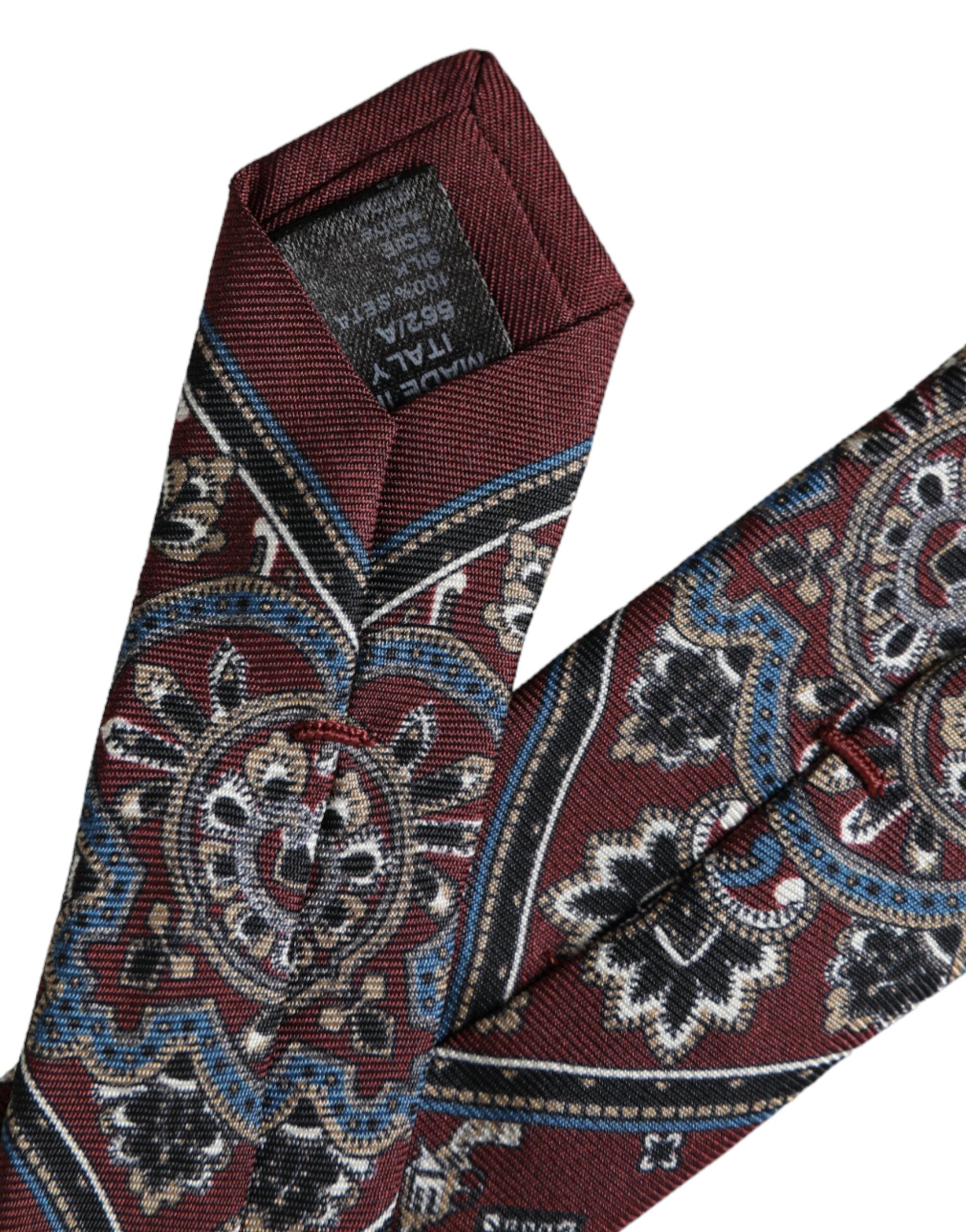 Dolce & Gabbana Bordeaux Printed 100% Silk Adjustable Men Tie - ACCEXO