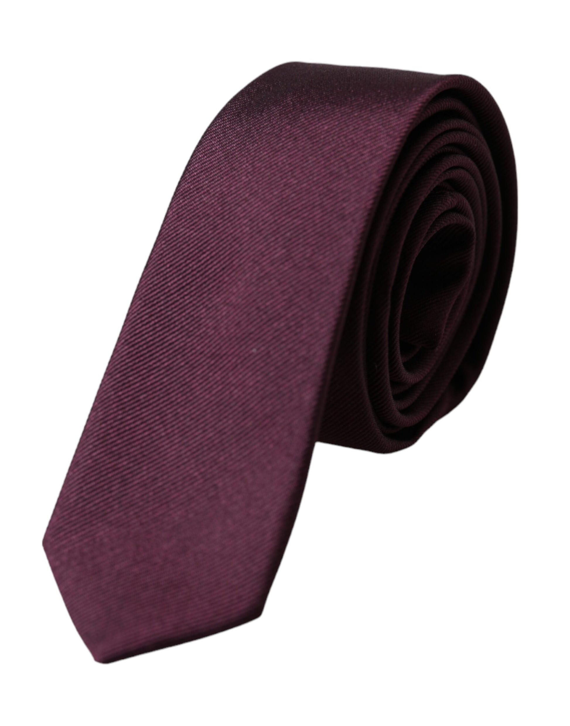 Dolce & Gabbana Bordeaux Solid 100% Silk Adjustable Men Tie - ACCEXO