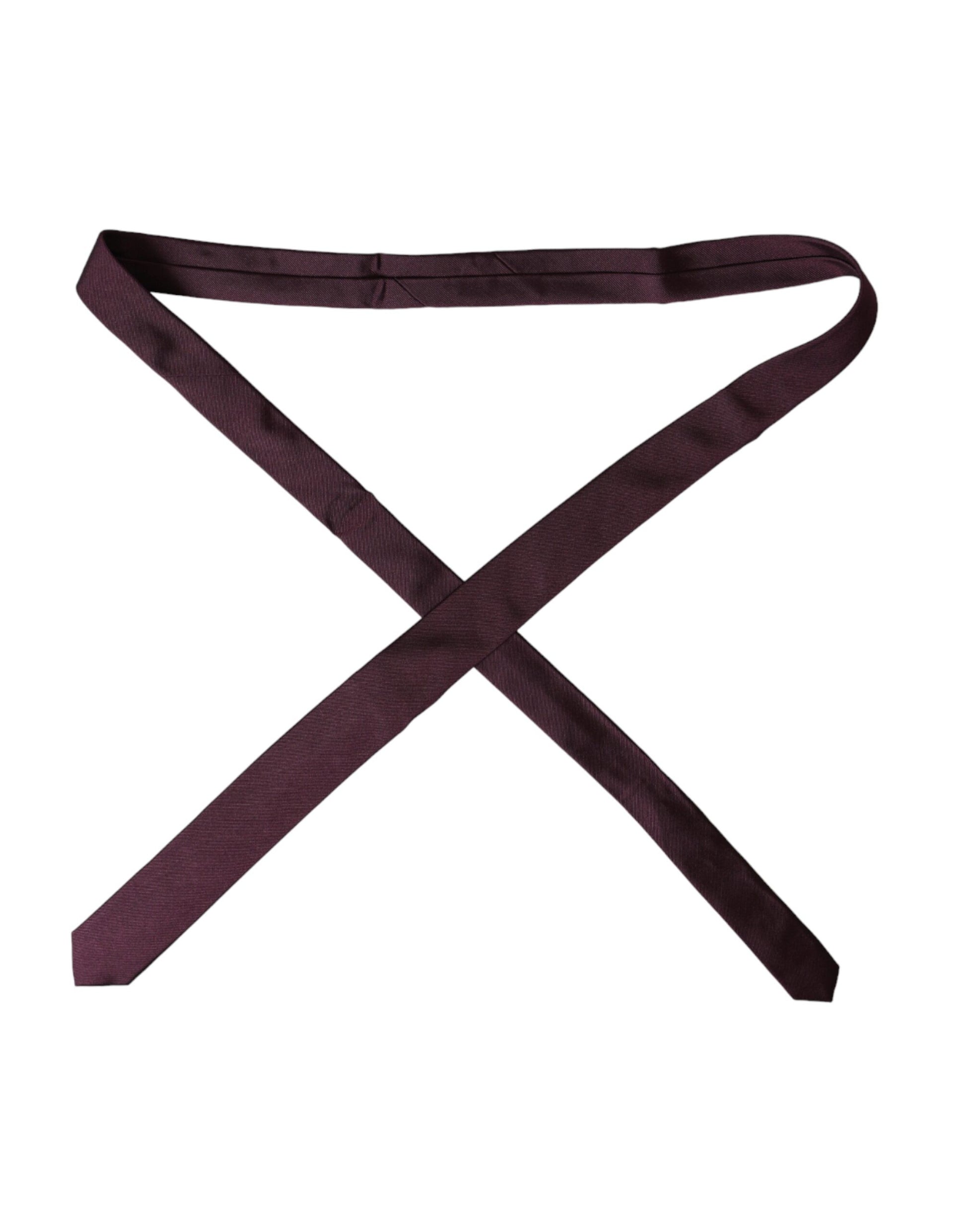 Dolce & Gabbana Bordeaux Solid 100% Silk Adjustable Men Tie - ACCEXO