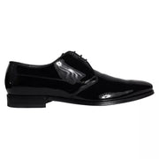 Dolce & Gabbana Black Calfskin Leather Derby Men Dress Shoes - ACCEXO