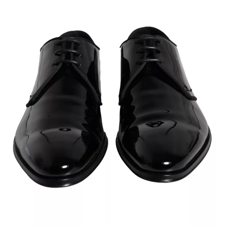 Dolce & Gabbana Black Calfskin Leather Derby Men Dress Shoes - ACCEXO