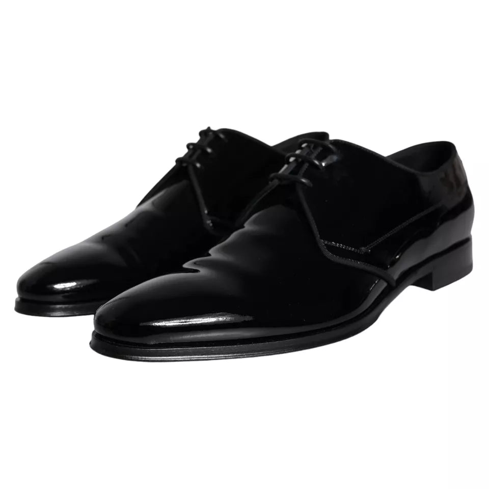 Dolce & Gabbana Black Calfskin Leather Derby Men Dress Shoes - ACCEXO