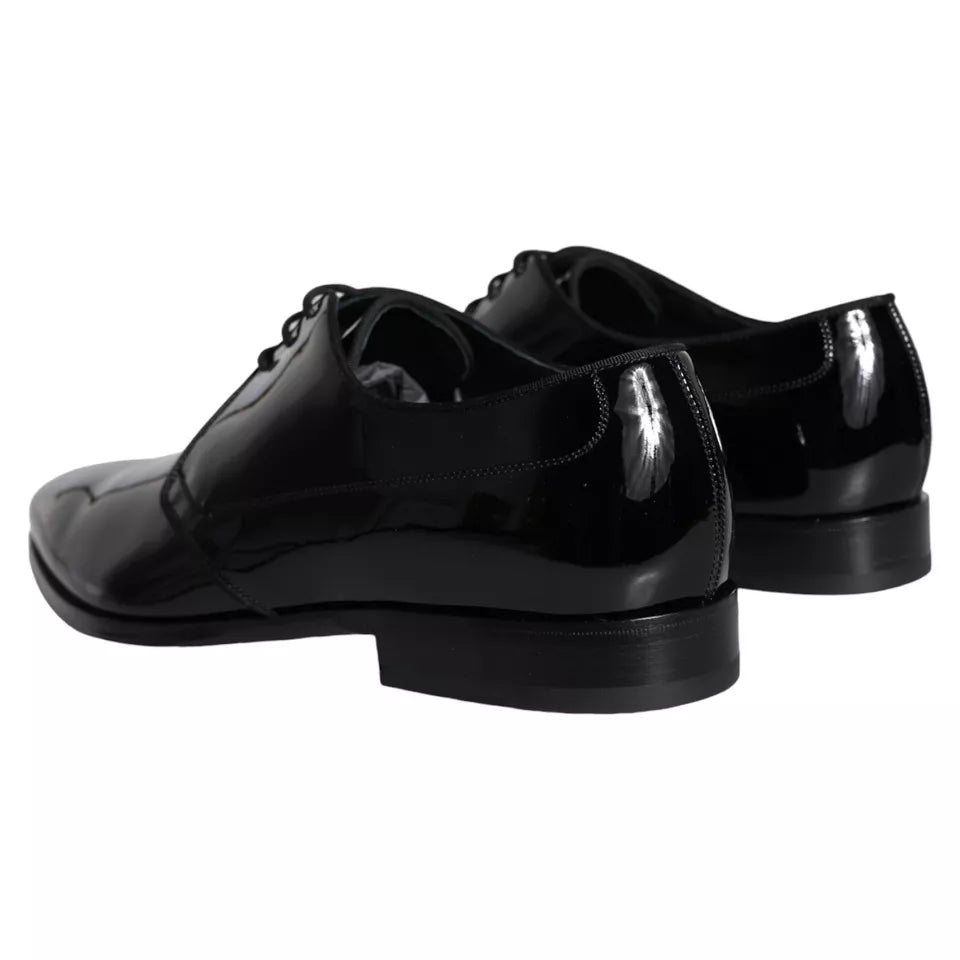 Dolce & Gabbana Black Calfskin Leather Derby Men Dress Shoes - ACCEXO