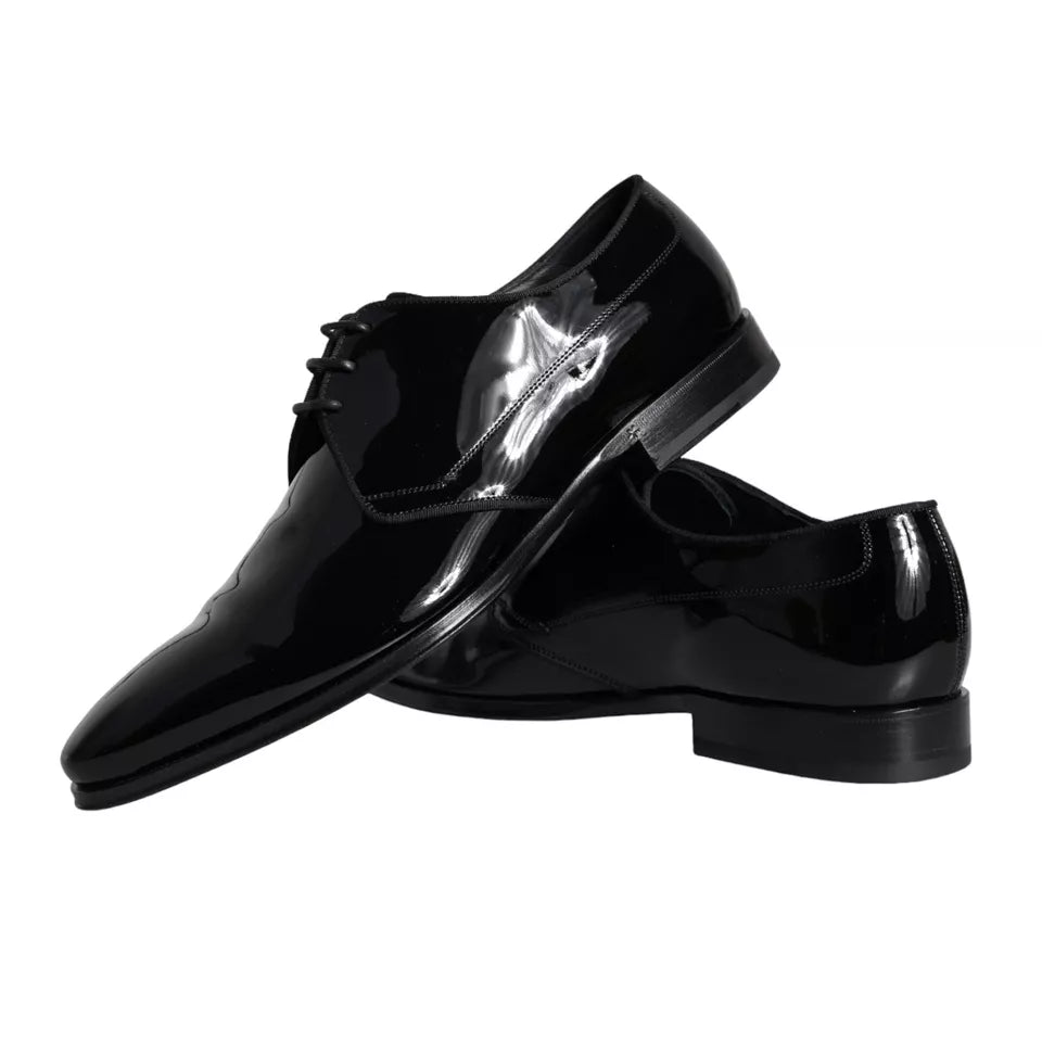 Dolce & Gabbana Black Calfskin Leather Derby Men Dress Shoes - ACCEXO