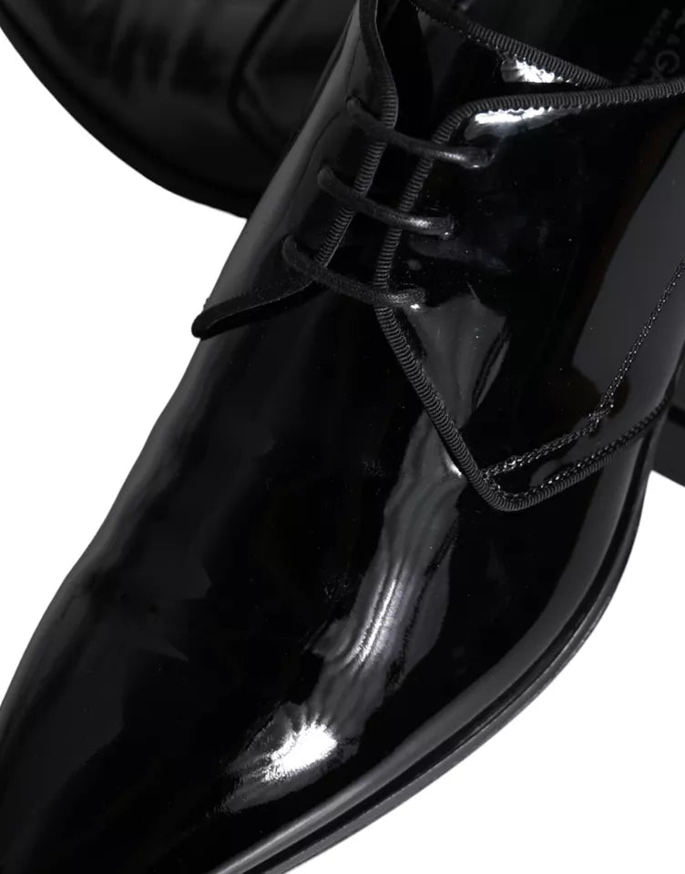 Dolce & Gabbana Black Calfskin Leather Derby Men Dress Shoes - ACCEXO