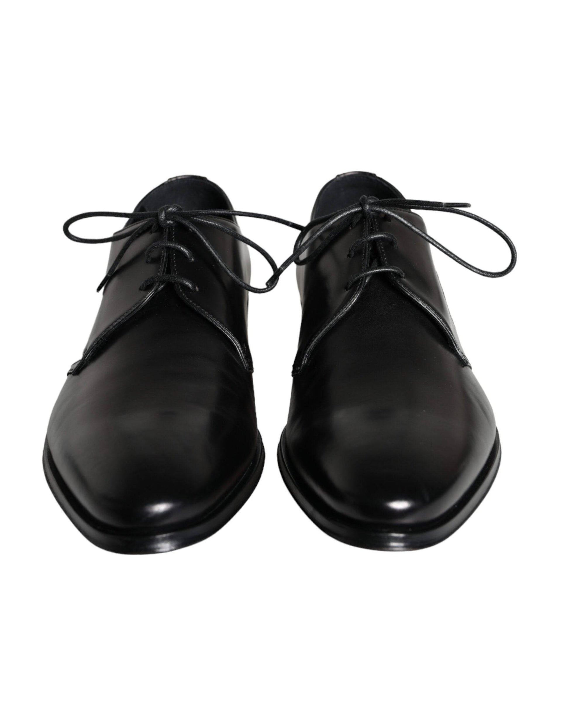Dolce & Gabbana Black Calfskin Leather Derby Men Dress Shoes - ACCEXO