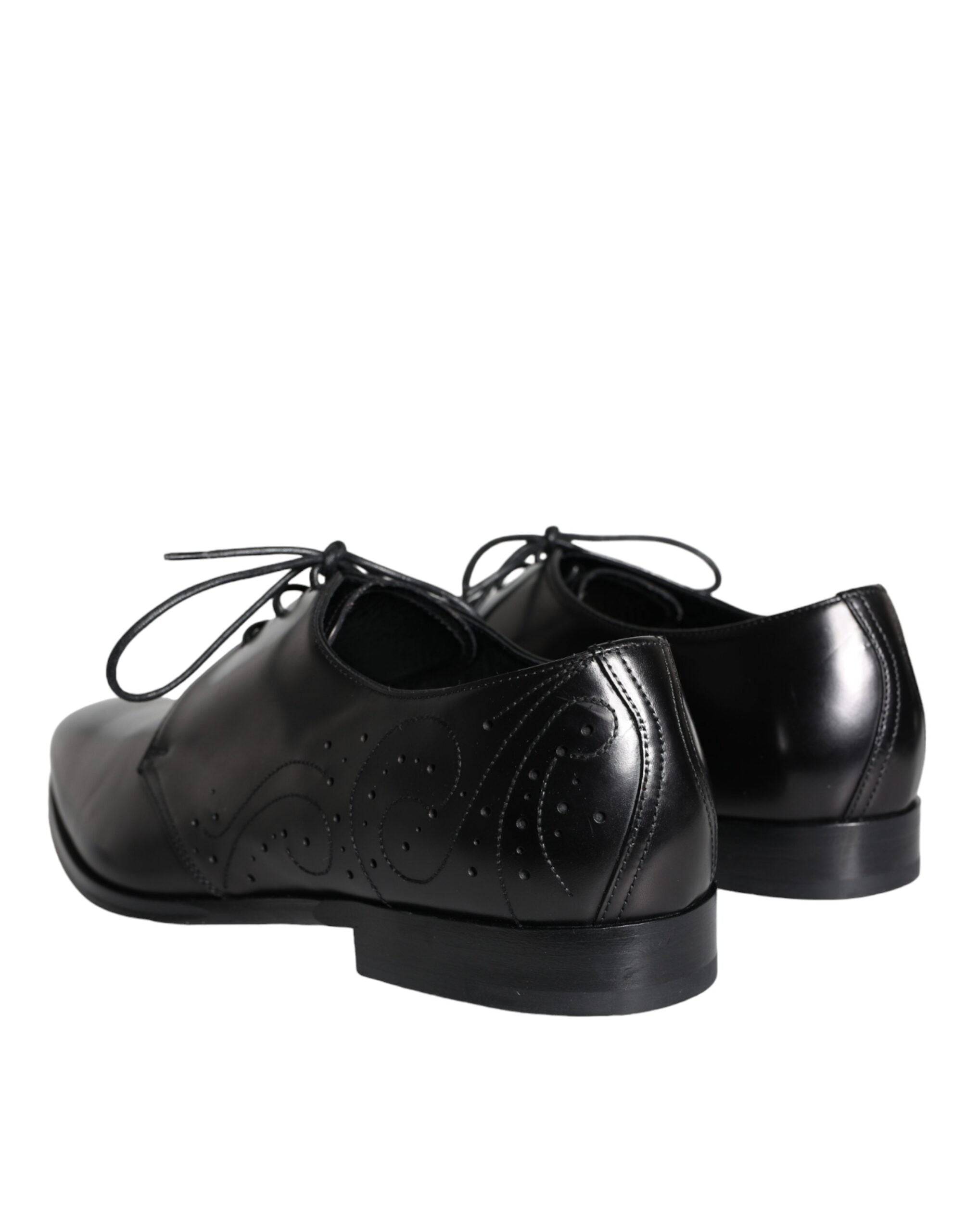 Dolce & Gabbana Black Calfskin Leather Derby Men Dress Shoes - ACCEXO