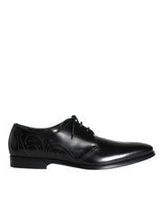 Dolce & Gabbana Black Calfskin Leather Derby Men Dress Shoes - ACCEXO
