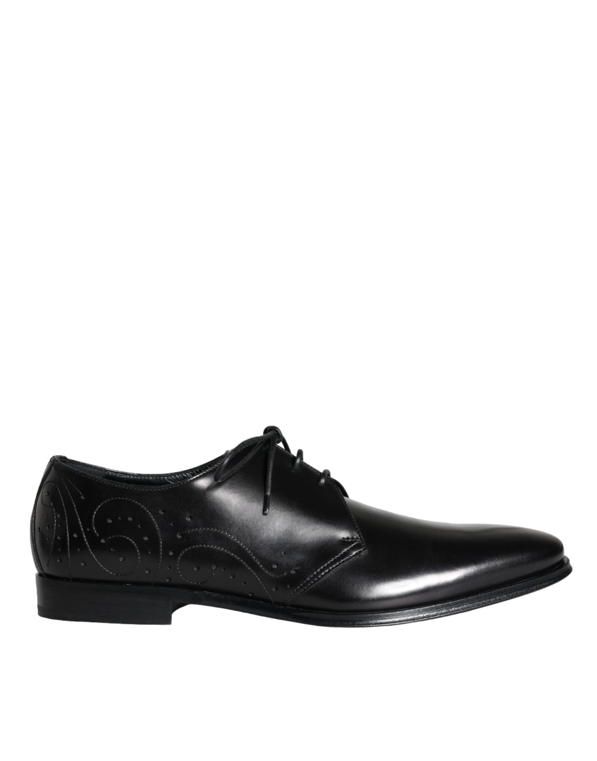 Dolce & Gabbana Black Calfskin Leather Derby Men Dress Shoes - ACCEXO