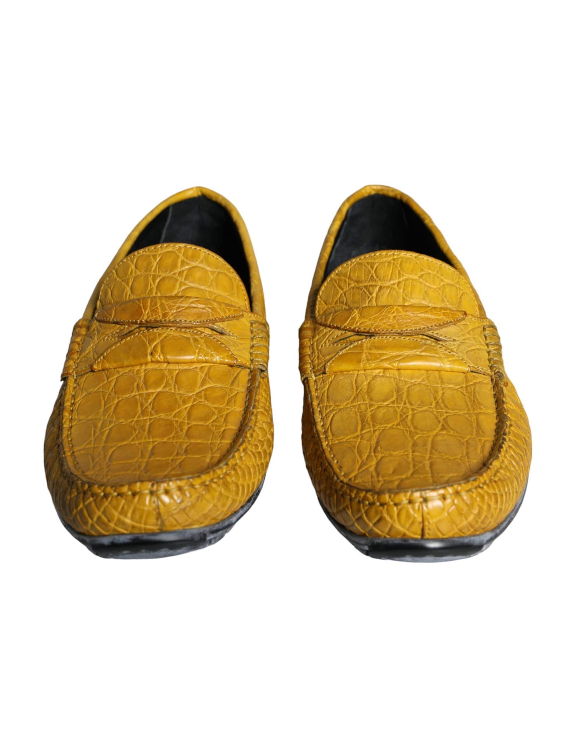 Dolce & Gabbana Yellow Leather Slip Mocassin Loafers Shoes - ACCEXO