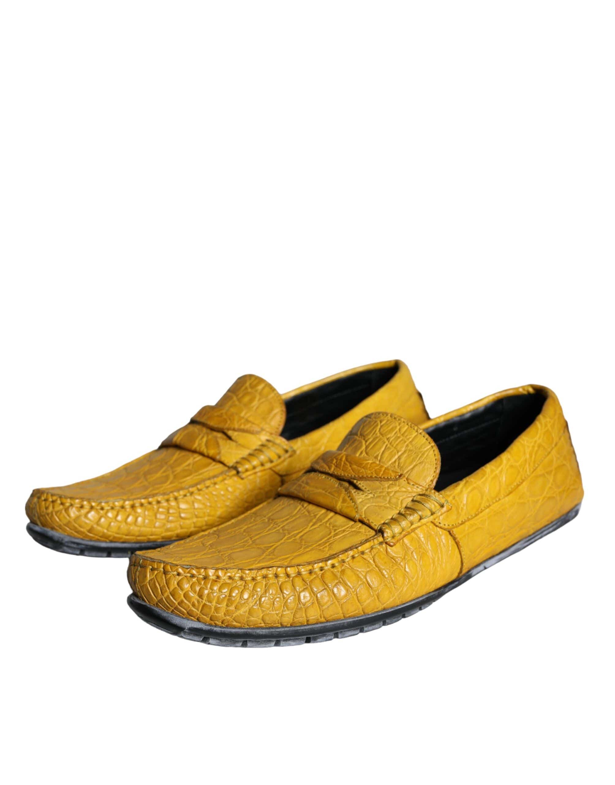 Dolce & Gabbana Yellow Leather Slip Mocassin Loafers Shoes - ACCEXO