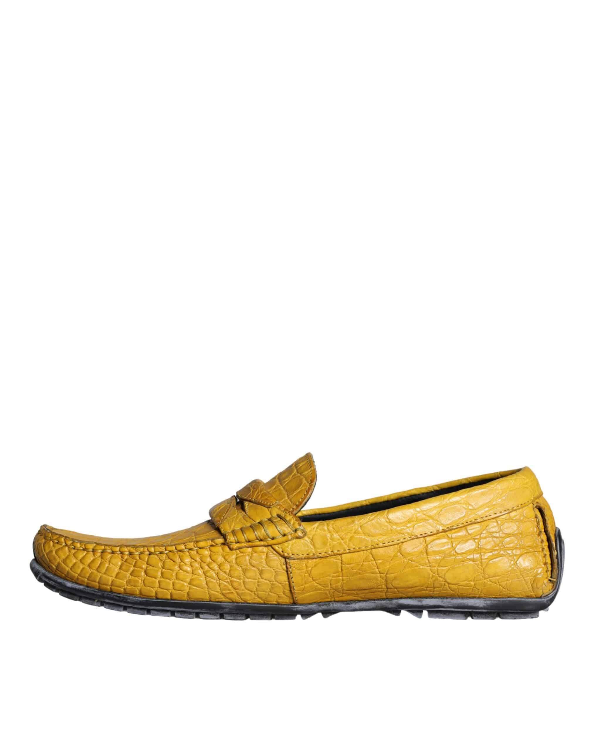 Dolce & Gabbana Yellow Leather Slip Mocassin Loafers Shoes - ACCEXO