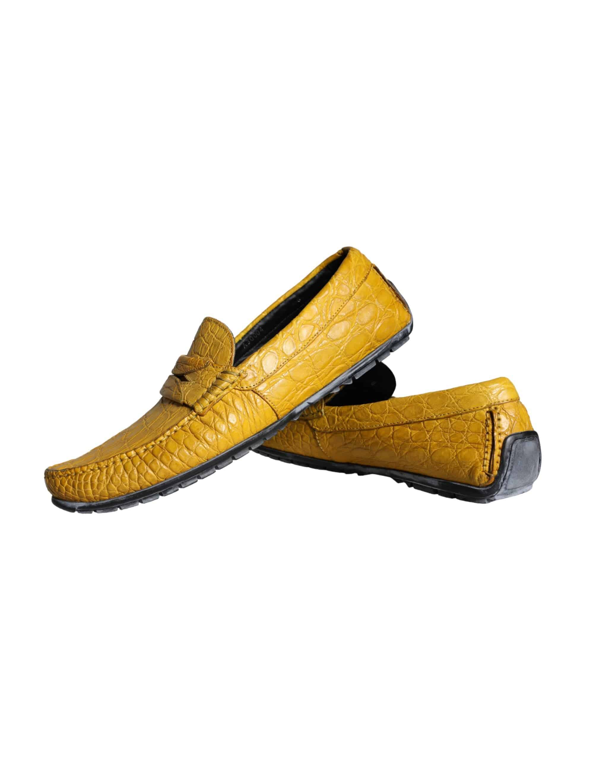 Dolce & Gabbana Yellow Leather Slip Mocassin Loafers Shoes - ACCEXO