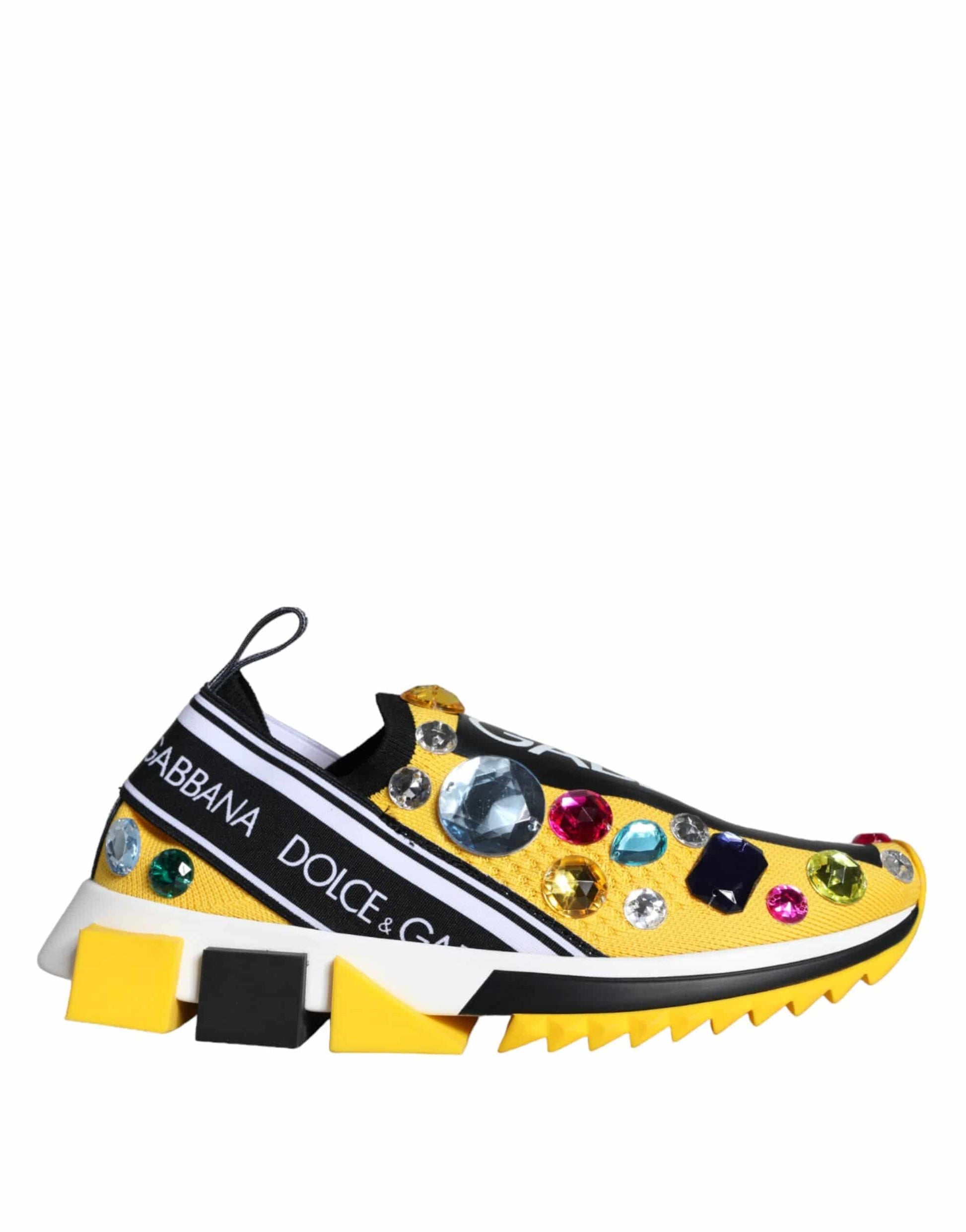 Dolce & Gabbana Yellow Sorrento Crystals Sneakers Womens Shoes - ACCEXO