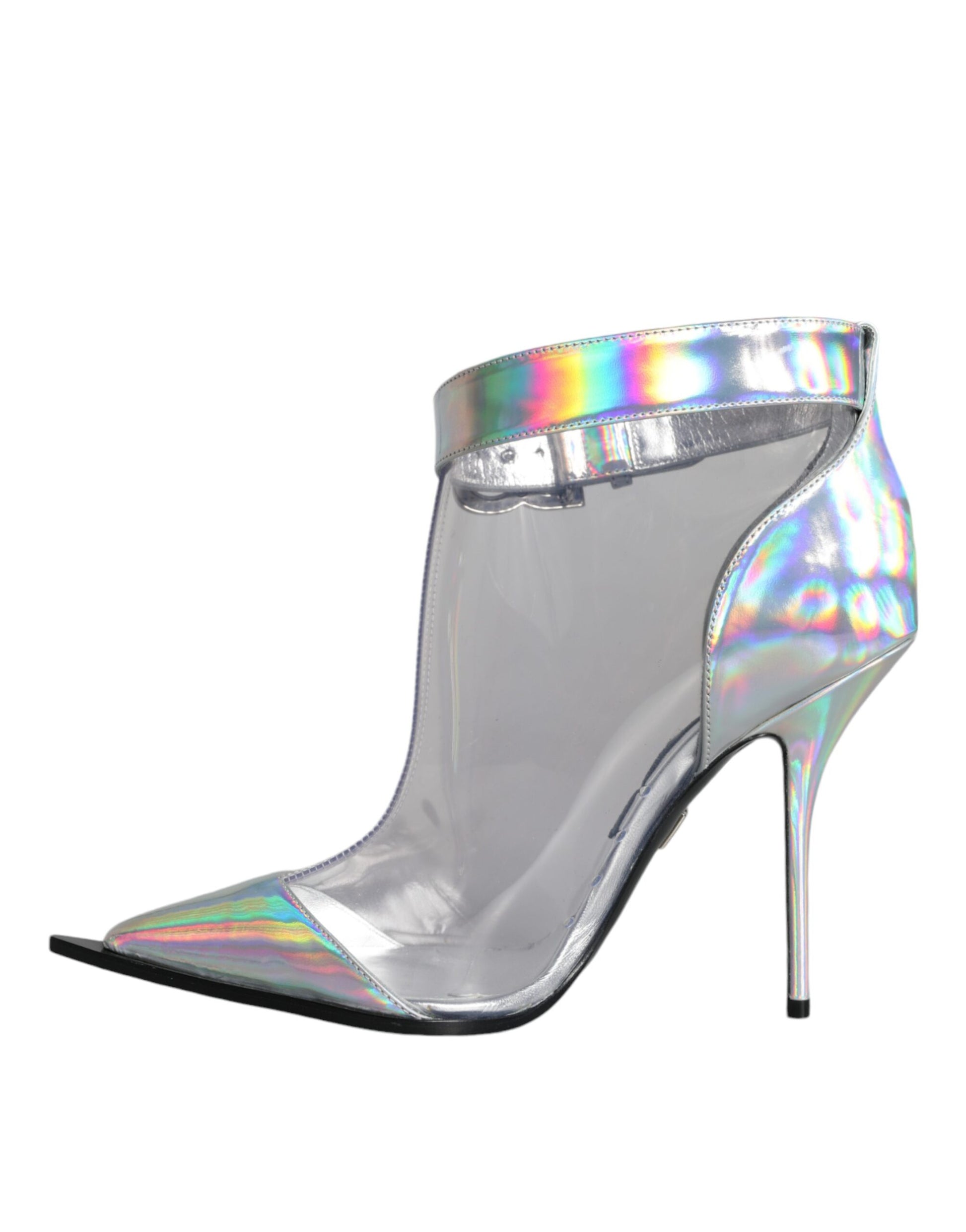 Dolce & Gabbana Silver Iridescent PVC Pointed Short Boots Shoes - ACCEXO