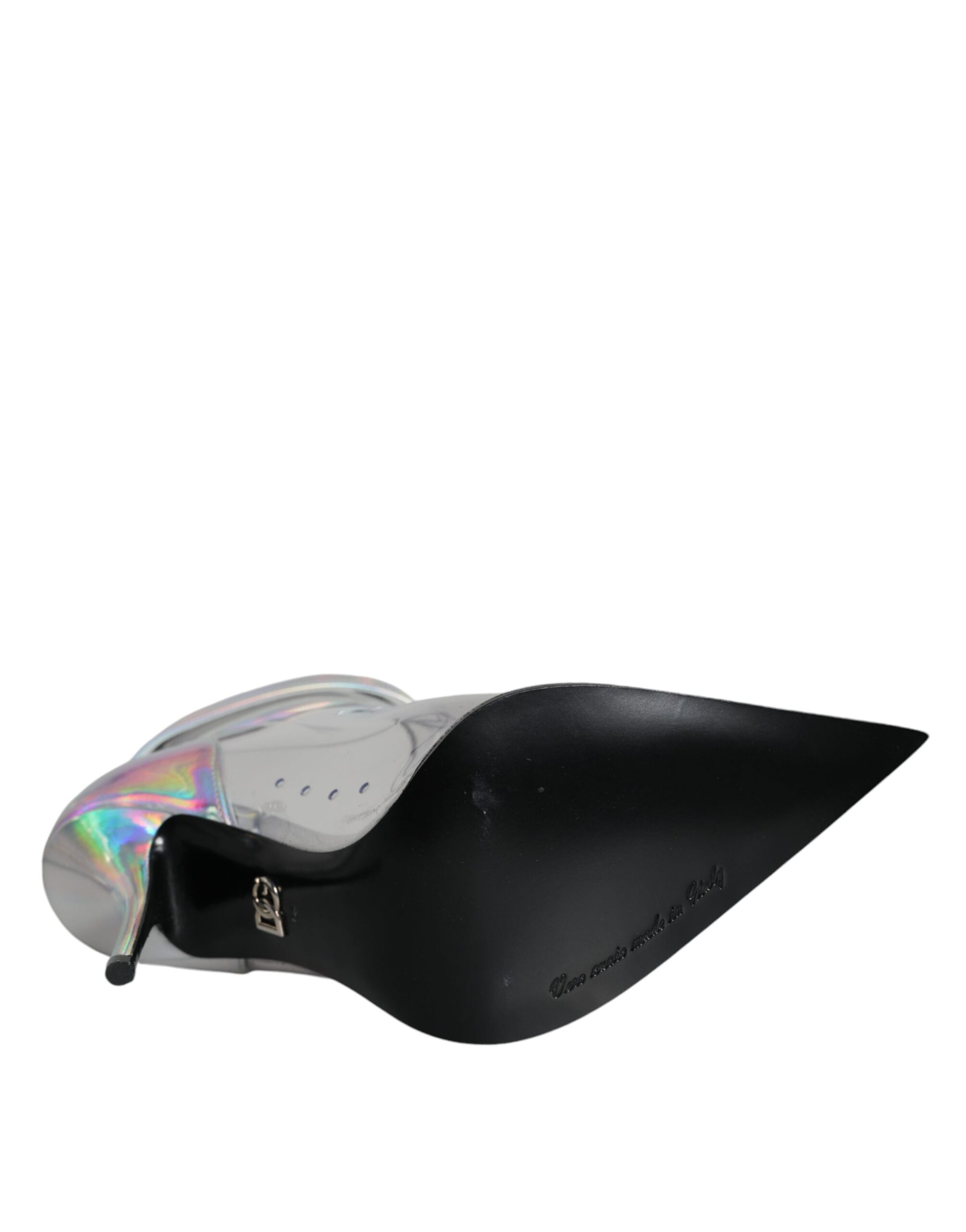 Dolce & Gabbana Silver Iridescent PVC Pointed Short Boots Shoes - ACCEXO