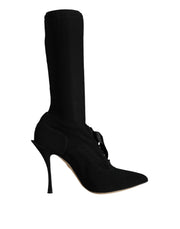 Dolce & Gabbana Black Stiletto Heels Mid Calf Boots Shoes - ACCEXO