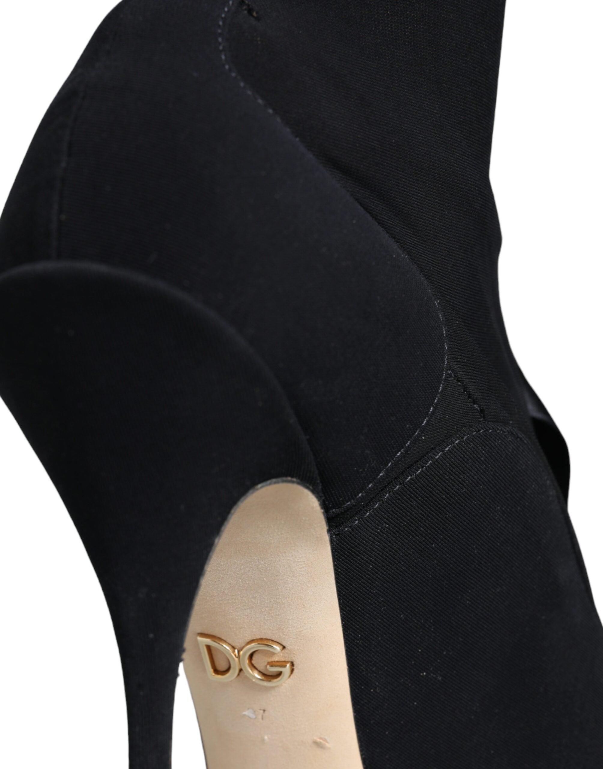 Dolce & Gabbana Black Stiletto Heels Mid Calf Boots Shoes - ACCEXO