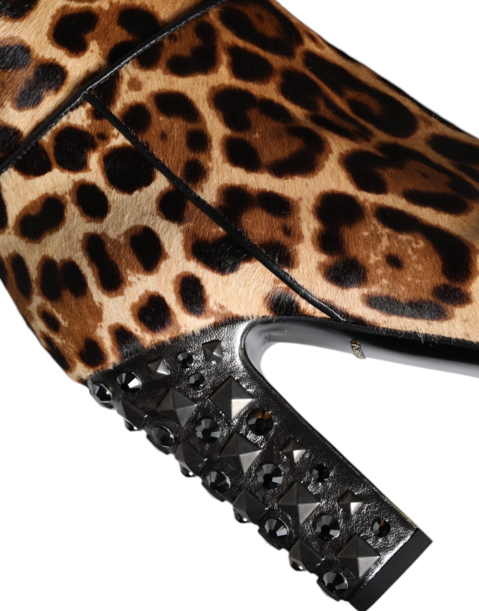 Dolce & Gabbana Beige Black Leopard Knee High Boots Shoes - ACCEXO