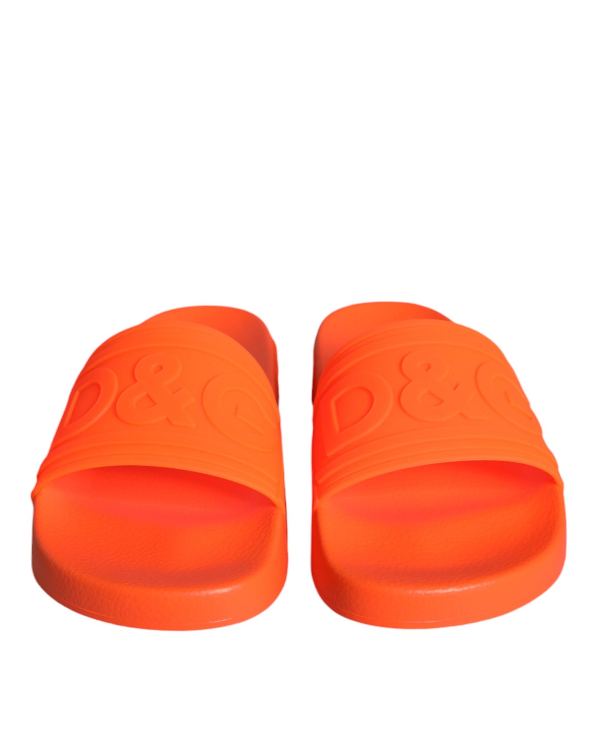 Dolce & Gabbana Orange Rubber Slides Sandals Beachwear Shoes - ACCEXO